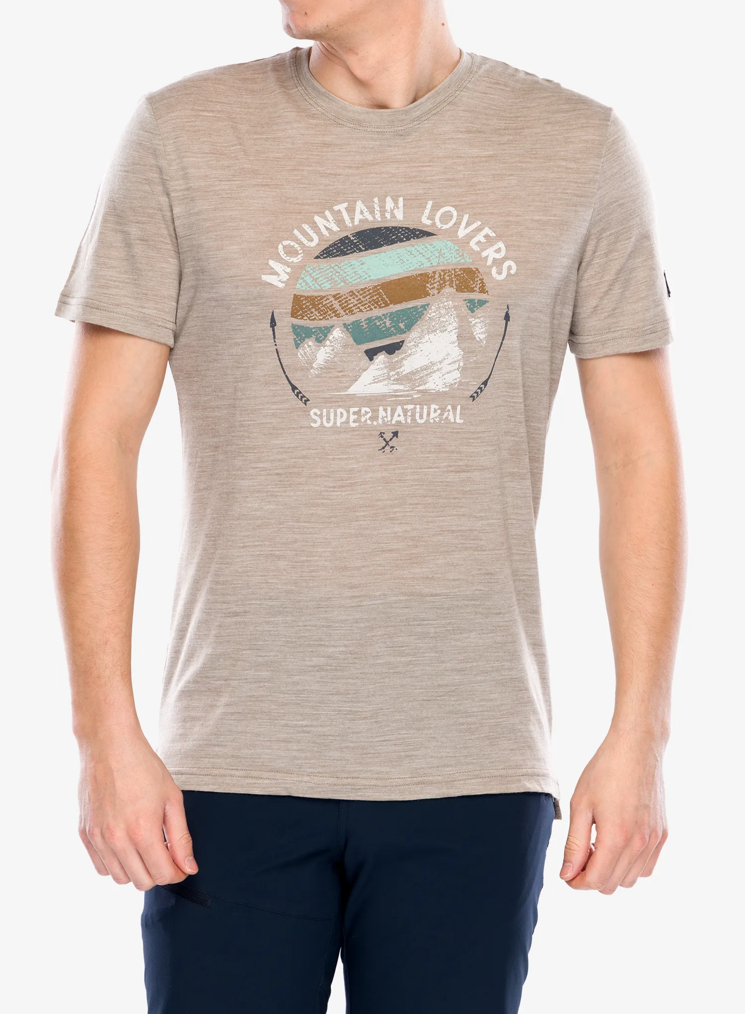 Merino vilnos marškinėliai Super.natural Northern Lights Tee - vintage khaki melange/various