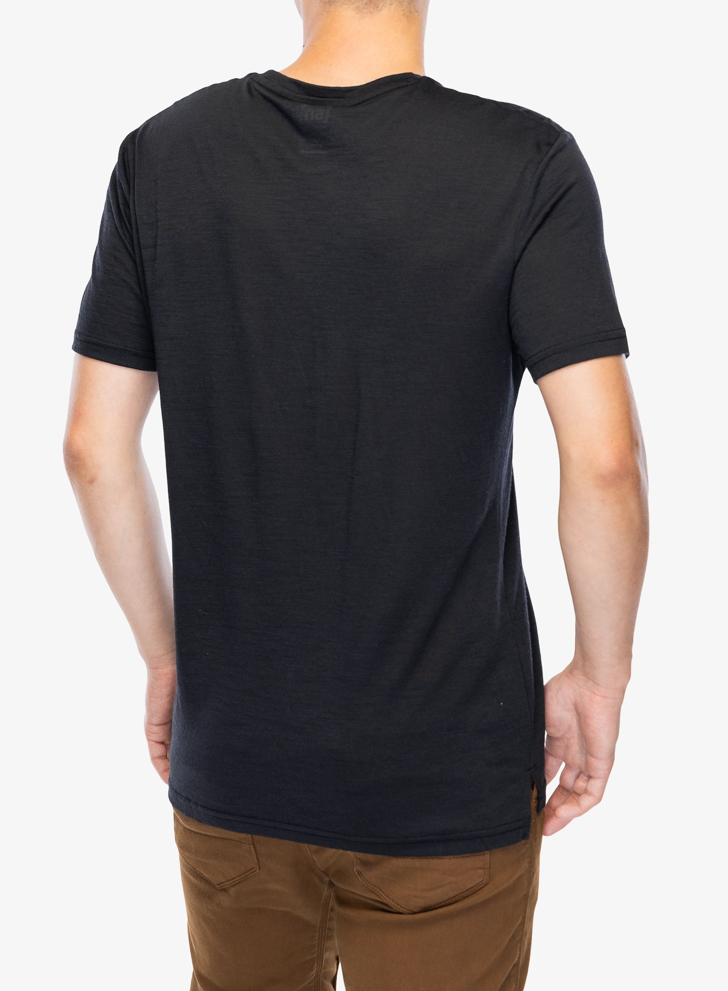 Merino vilnos marškinėliai Super.natural Teabag World Tee - jet black/vapor grey