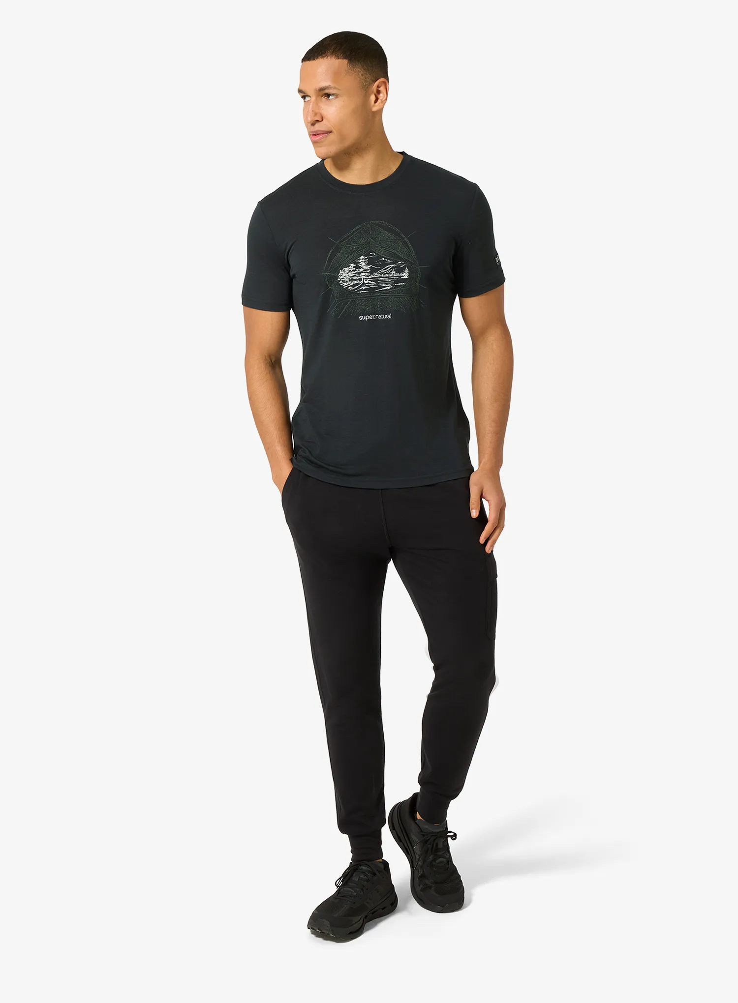 Merino vilnos marškinėliai Super.natural Tent View Tee - jet black/various