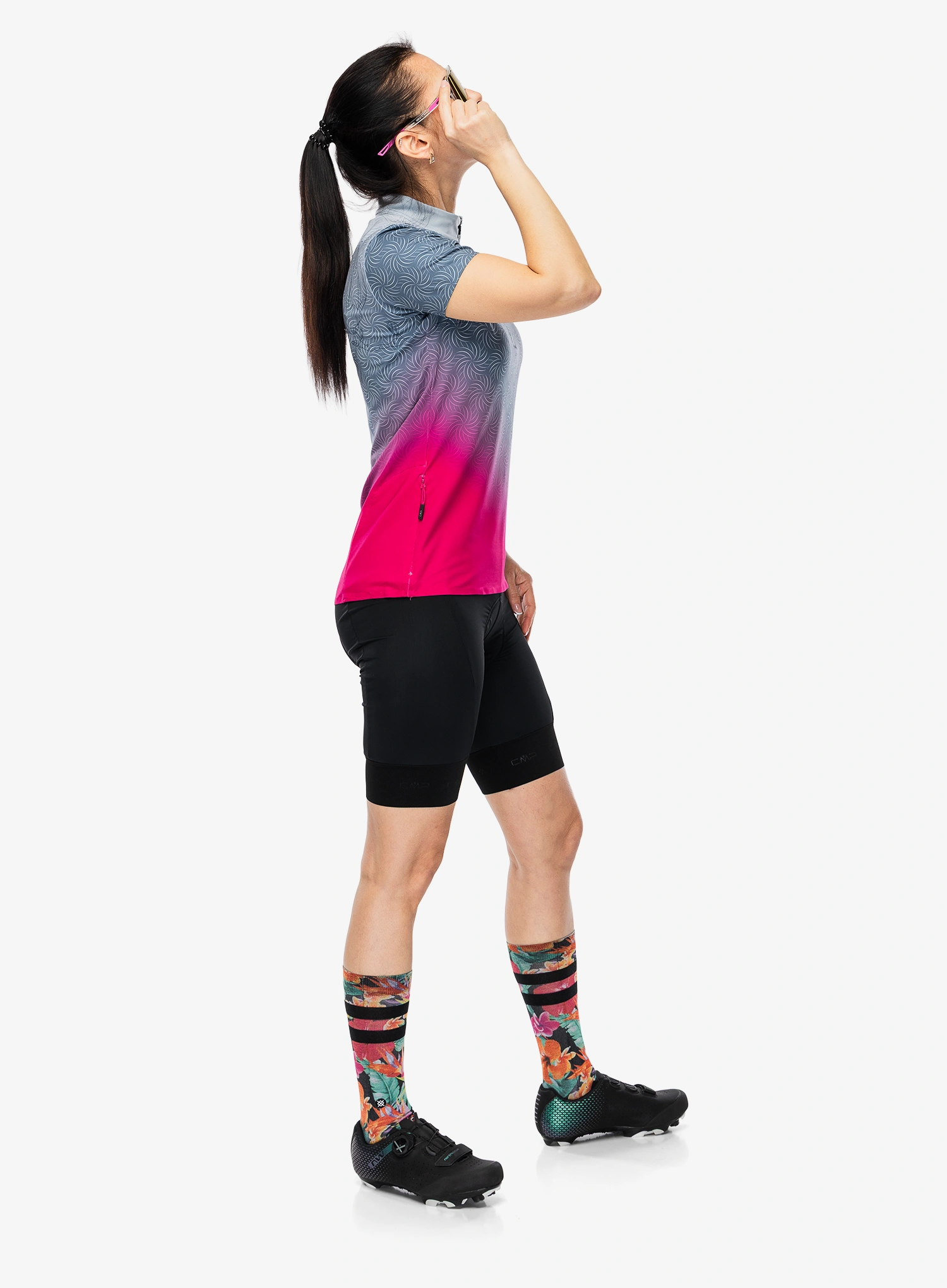 Moteriški dviratininko marškinėliai CMP Talya T-Shirt - sky blue/magenta