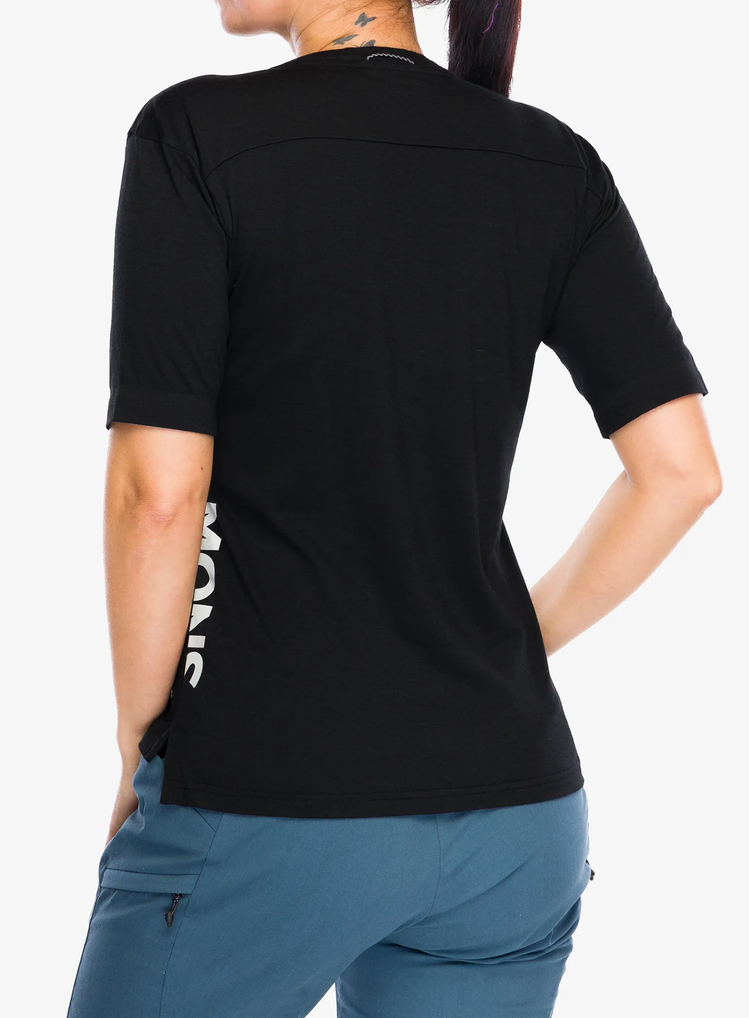 Moteriški dviratininko marškinėliai Mons Royale Diversion Merino Bike Jersey Short Sleeve - black/black
