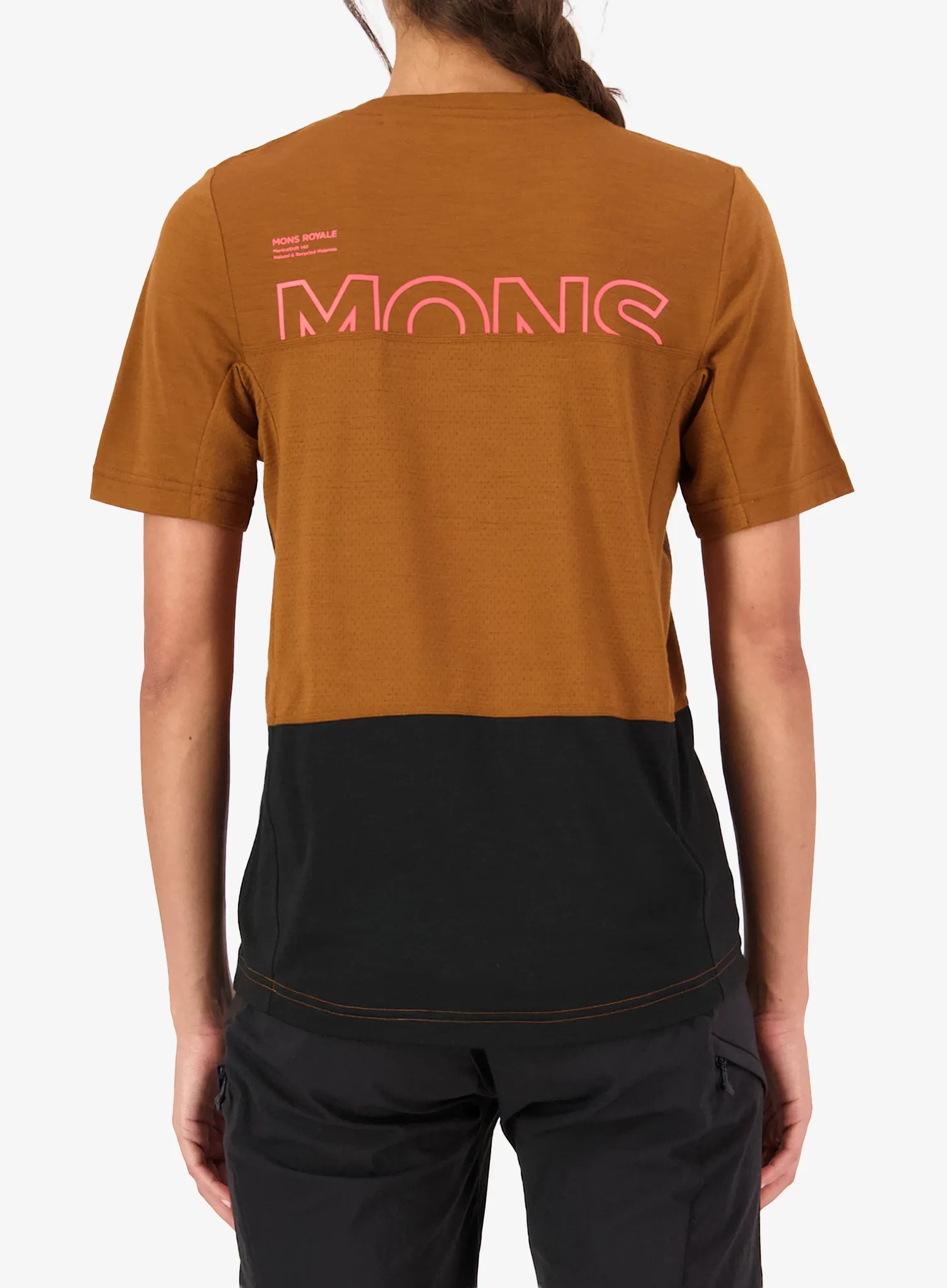 Moteriški dviratininko marškinėliai Mons Royale Tarn Merino T-Shirt - caramel/black