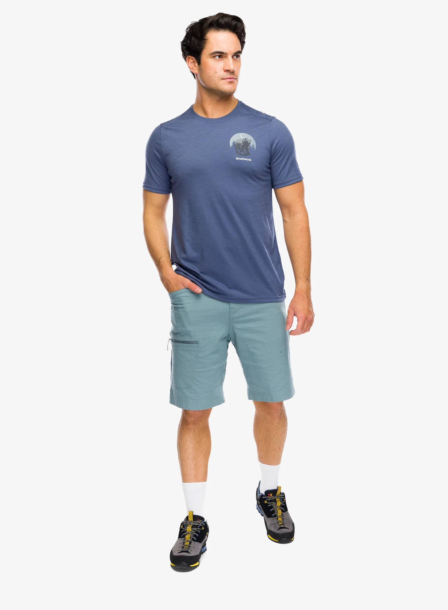 Marškinėliai Smartwool Lunar Bear Active Short Sleeve Graphic Tee - nightfall blue