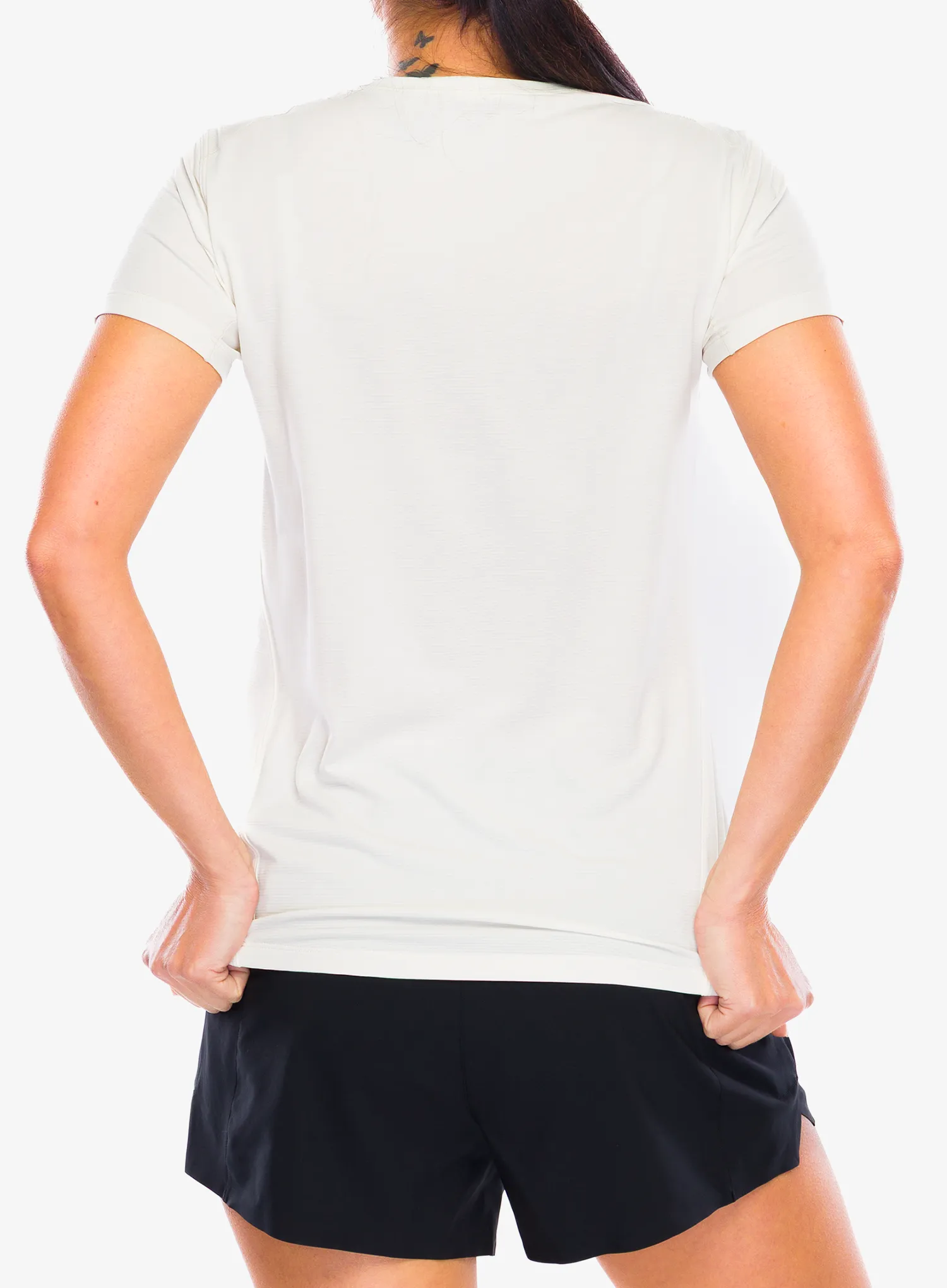 Moteriški greitai džiūstantys marškinėliai Arcteryx Taema Crew Neck SS - arctic silk heather
