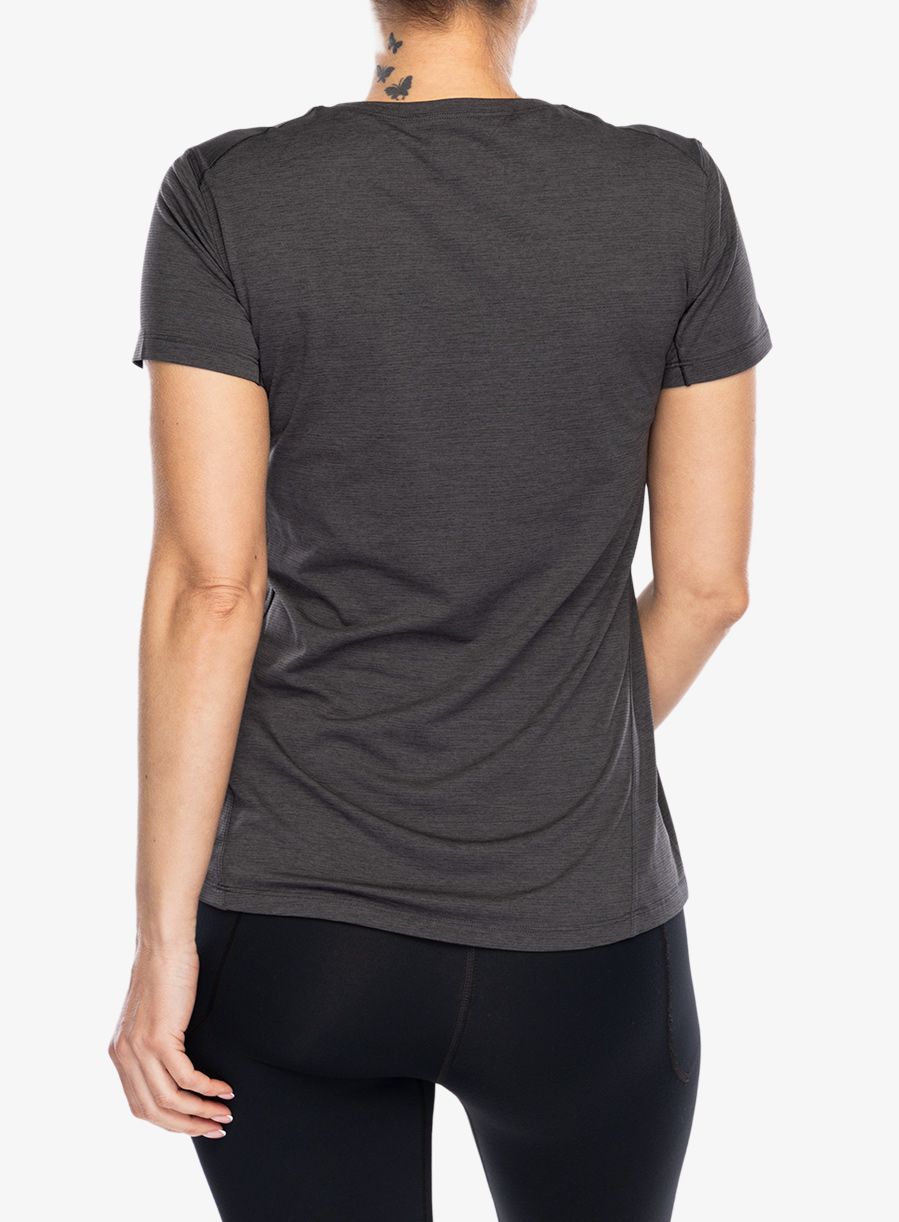 Moteriški greitai džiūstantys marškinėliai Arcteryx Taema Crew Neck SS - black heather