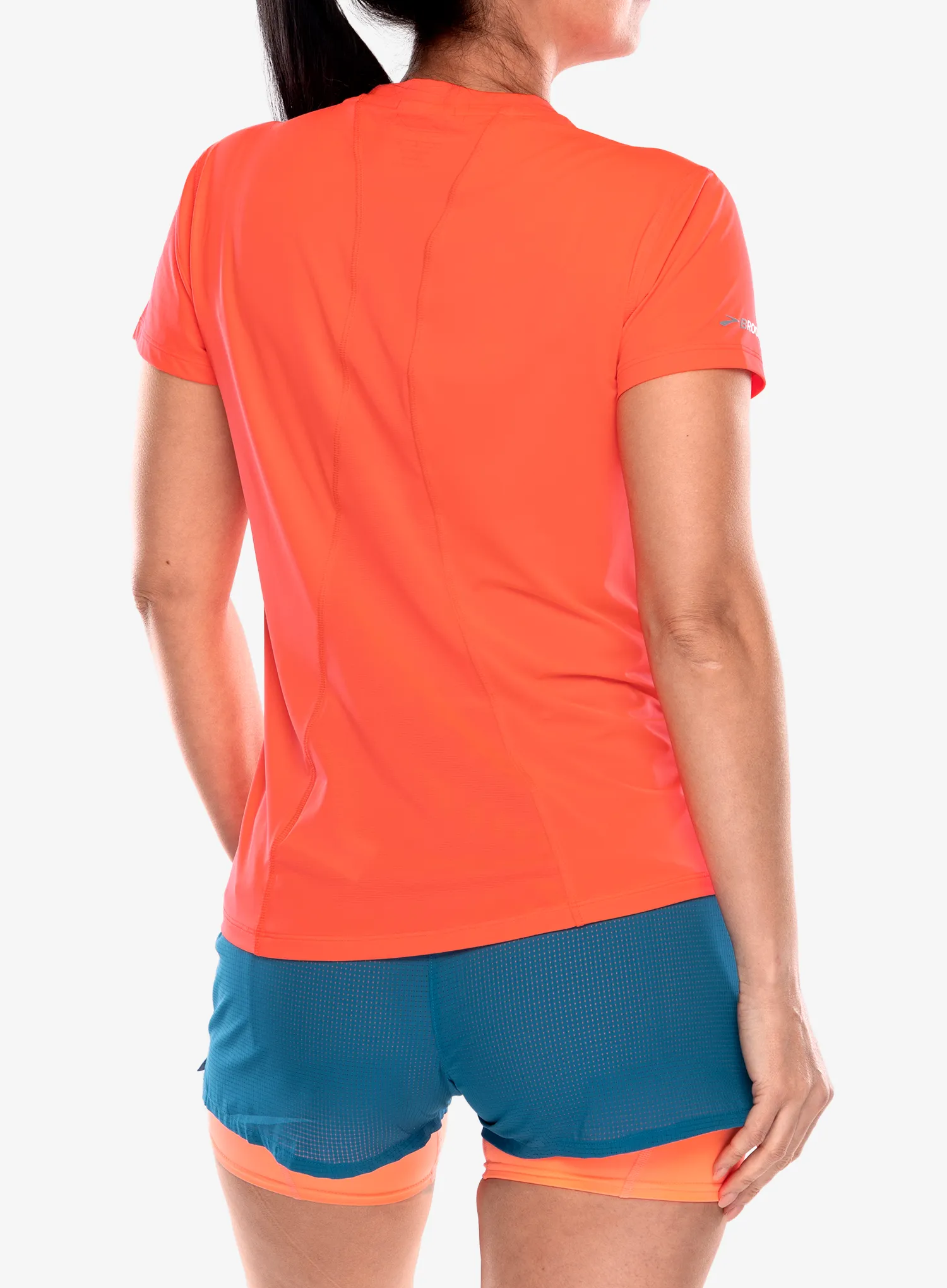 Moteriški greitai džiūstantys marškinėliai Brooks Sprint Free Short Sleeve 3.0 - neo cayenne