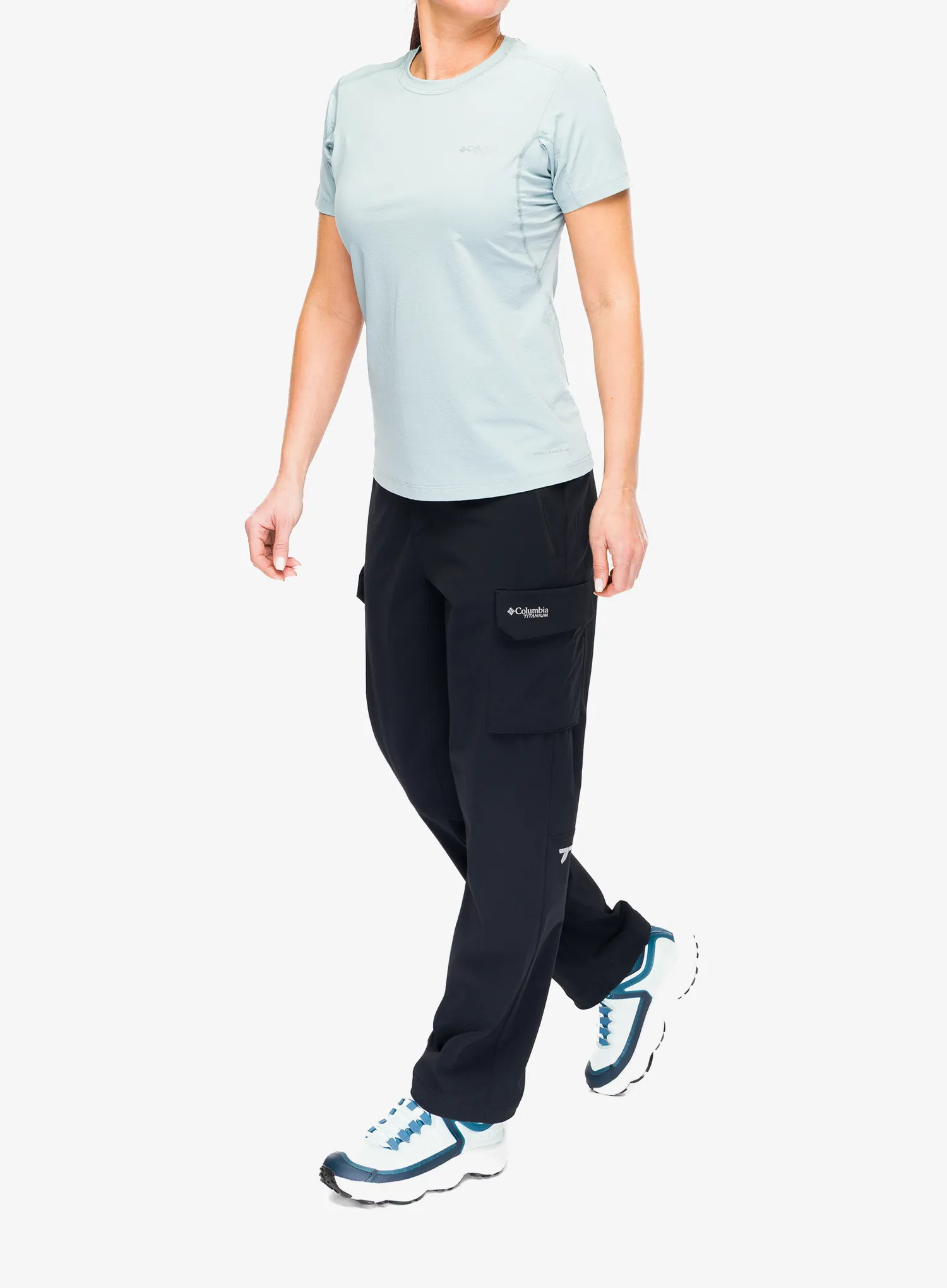 Moteriški greitai džiūstantys marškinėliai Columbia Diamond Peak Pro Short Sleeve - crushed blue
