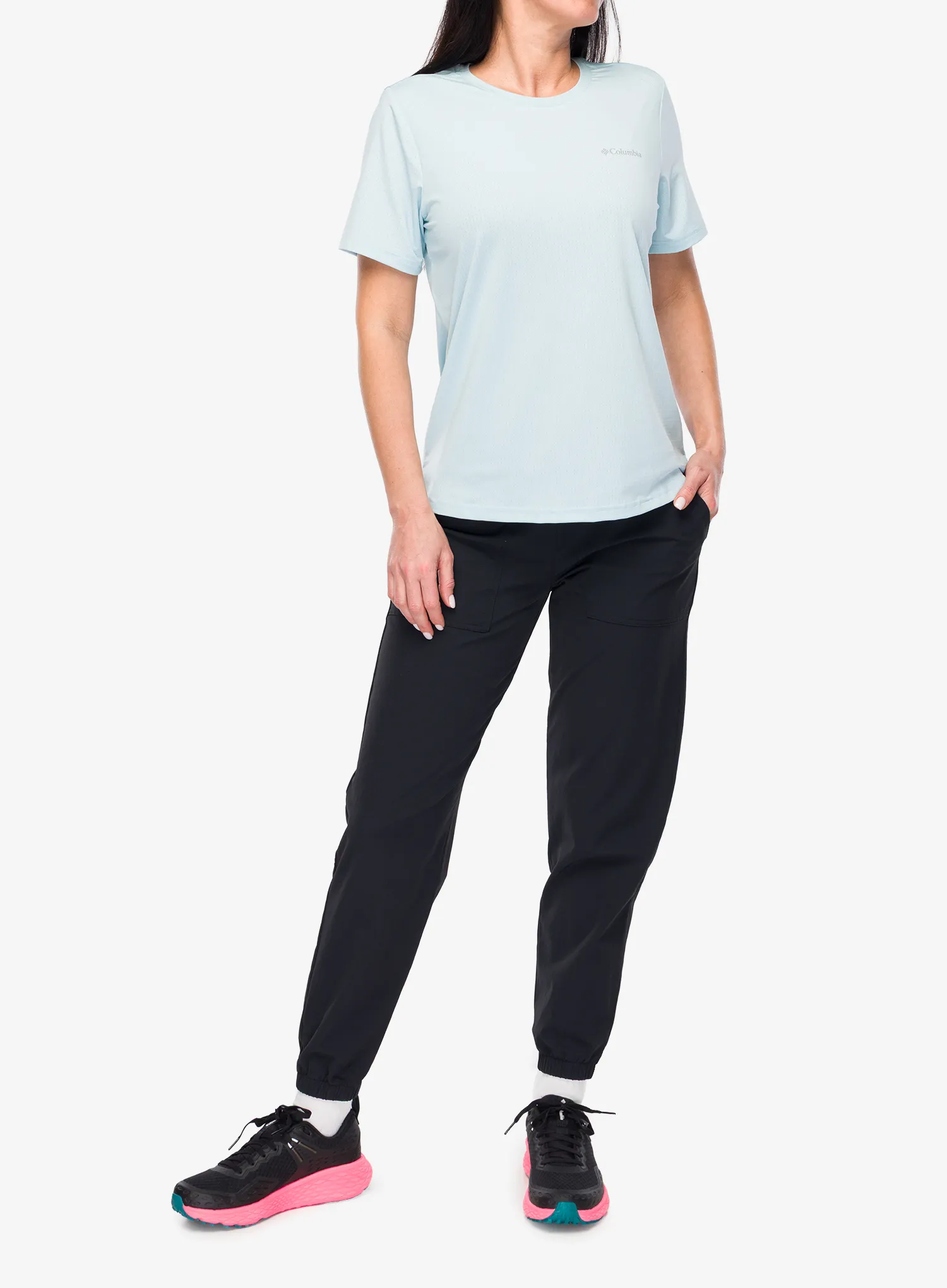Moteriški greitai džiūstantys marškinėliai Columbia Wild Springs S/S - marine light