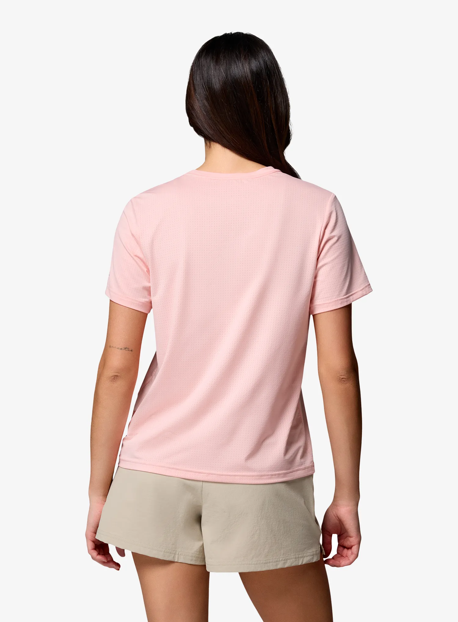 Moteriški greitai džiūstantys marškinėliai Columbia Wild Springs S/S - pink sand