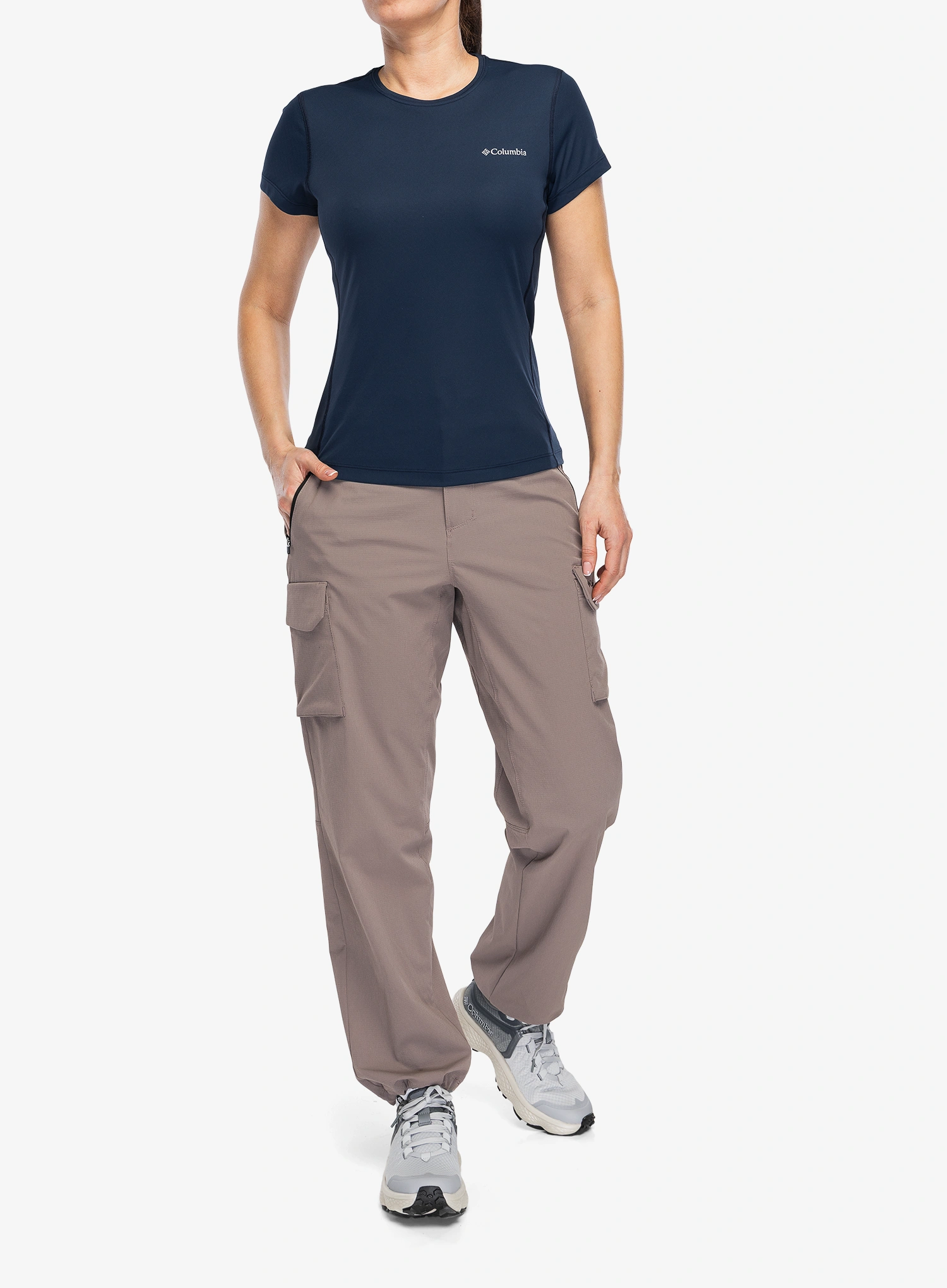 Moteriški greitai džiūstantys marškinėliai Columbia Zero Rules Light S/S Crew - collegiate navy