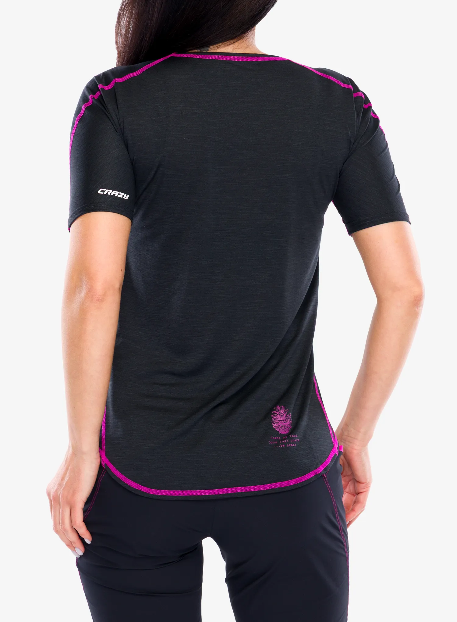 Moteriški greitai džiūstantys marškinėliai Crazy Shirt Exit - pop/black
