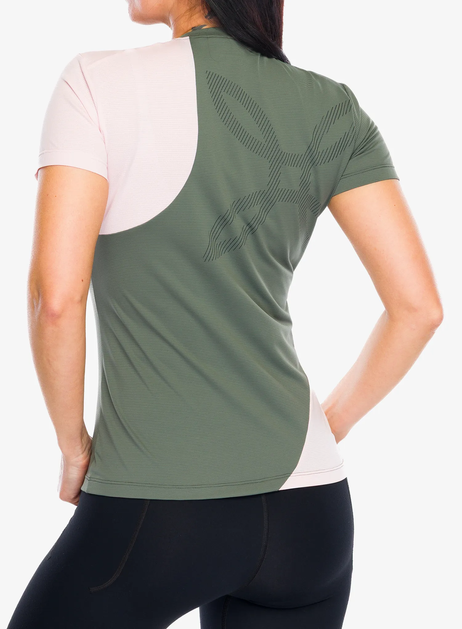 Moteriški greitai džiūstantys marškinėliai Montura Mix-Up T-Shirt - sage green/light rose