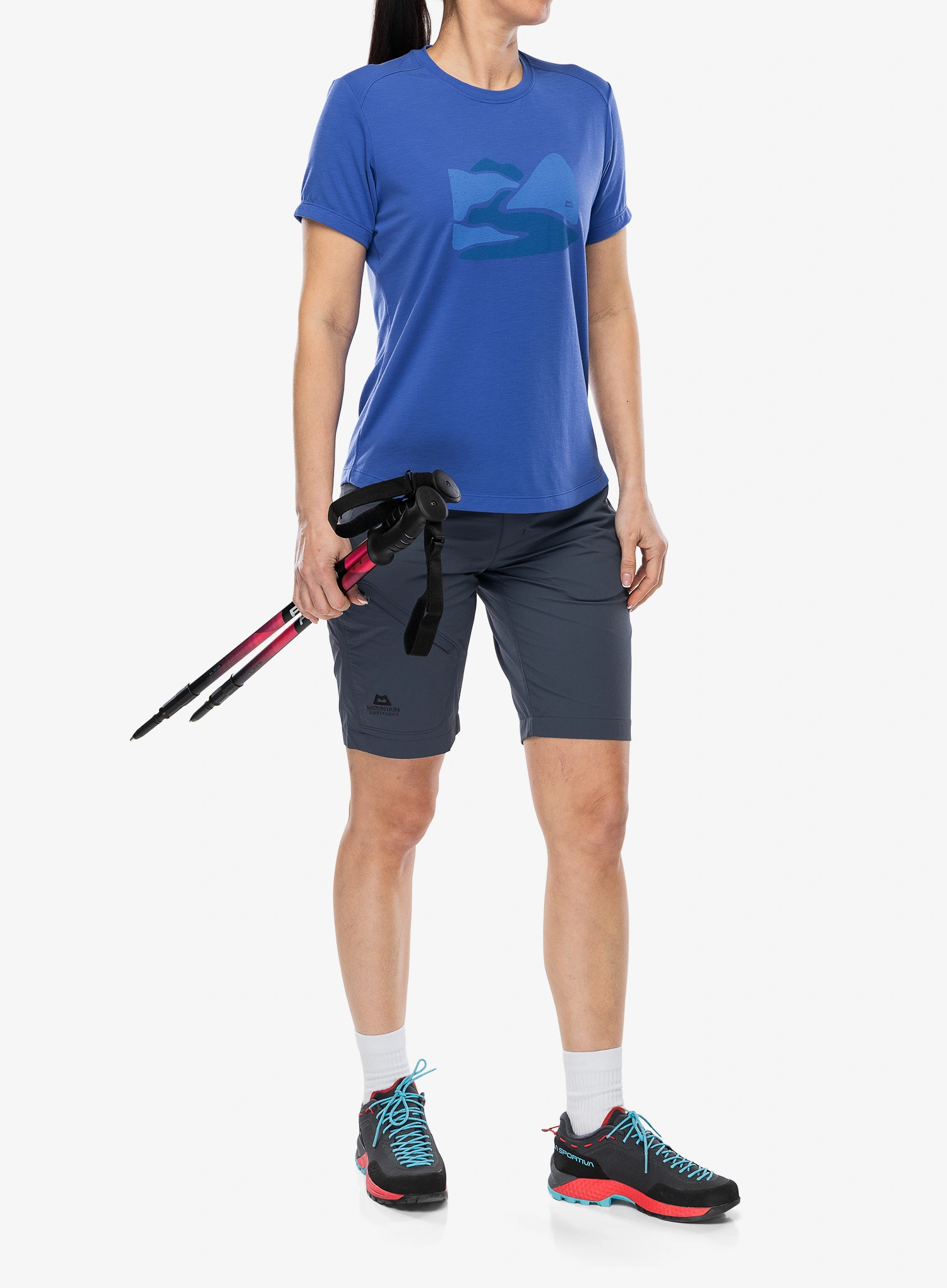 Moteriški greitai džiūstantys marškinėliai Mountain Equipment Headpoint Graphic Tee - vivid blue