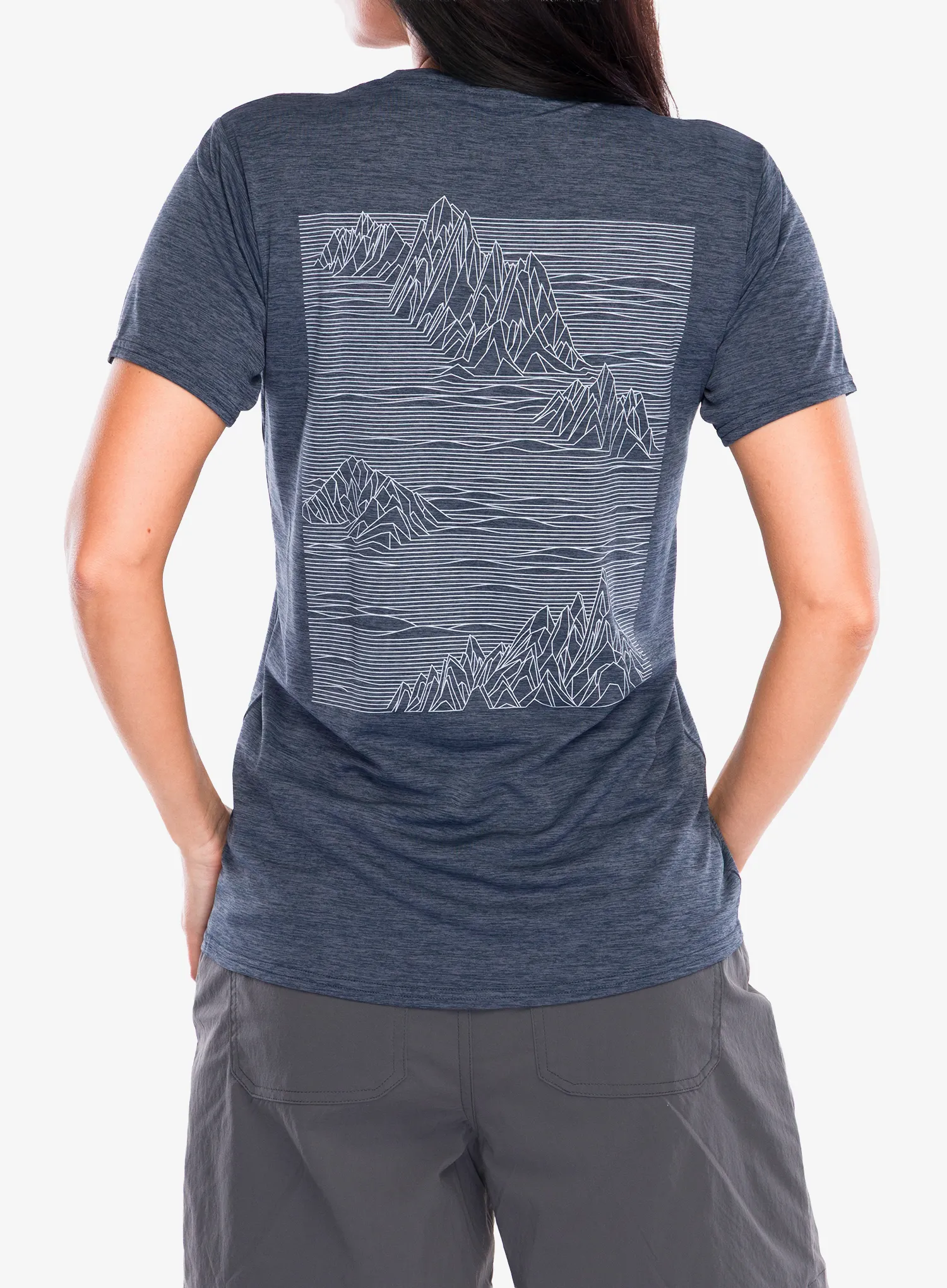 Moteriški greitai džiūstantys marškinėliai Patagonia Cap Cool Daily Graphic Shirt - strataspire/smolder blue x-dye