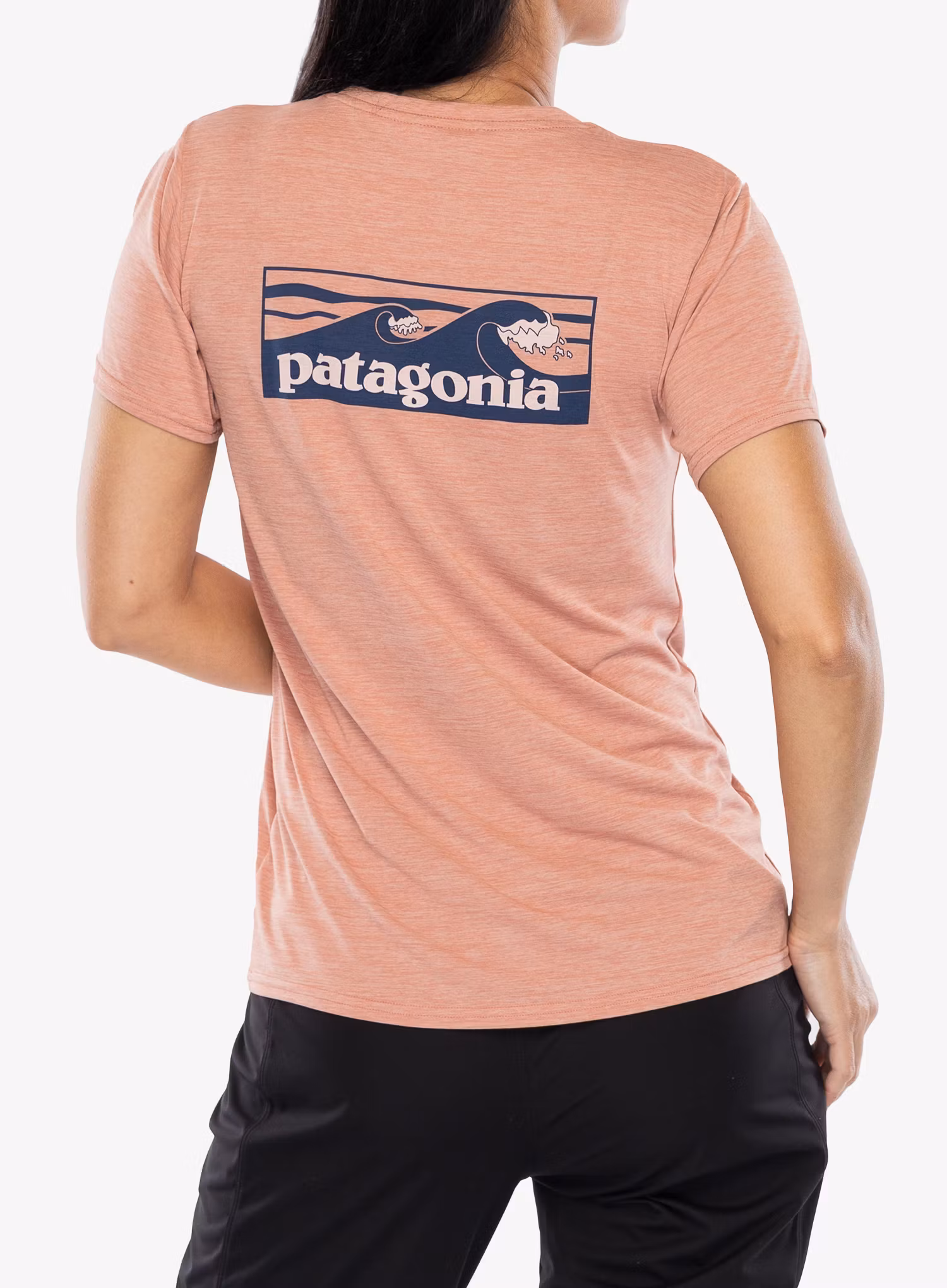 Moteriški greitai džiūstantys marškinėliai Patagonia Cap Cool Daily Graphic Shirt Waters - boardshort logo/pink