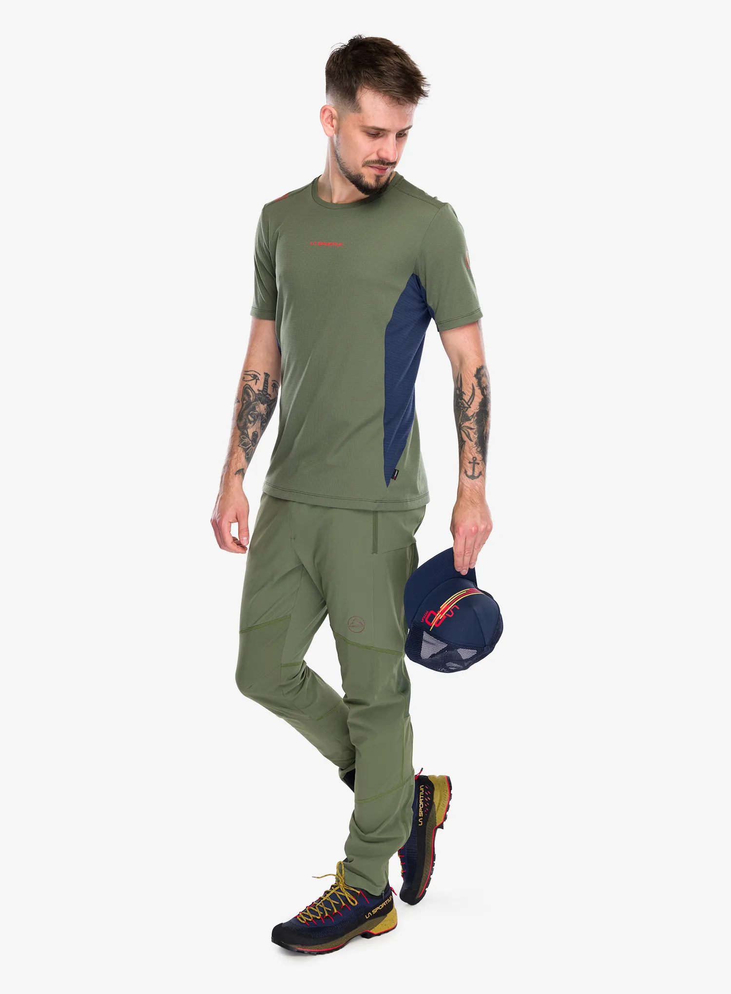 Greitai džiūstantys marškinėliai La Sportiva Traverse T-Shirt - cypress/night sky