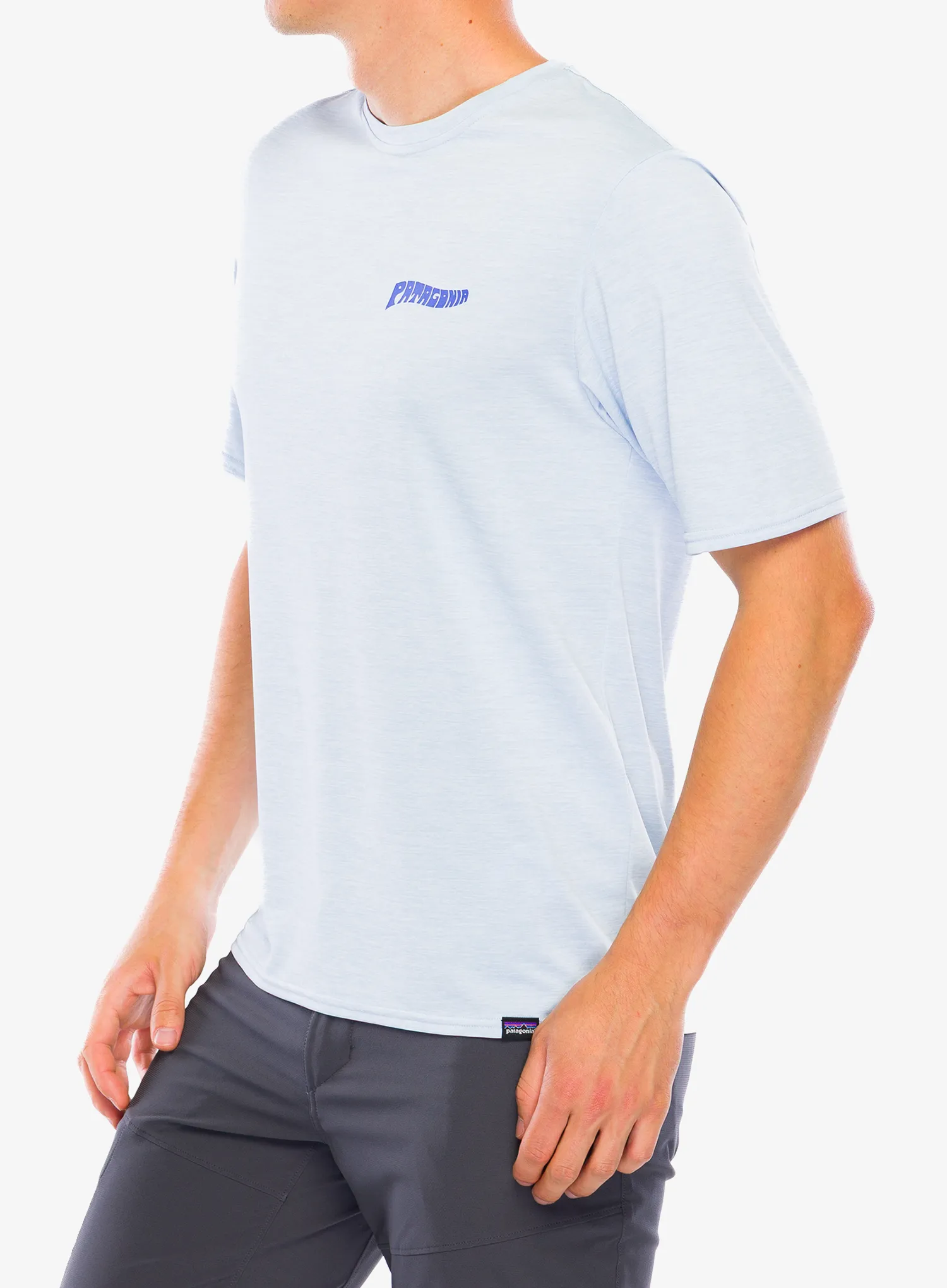 Greitai džiūstantys marškinėliai Patagonia Cap Cool Daily Graphic Shirt Waters - forgotten island/fleck blue