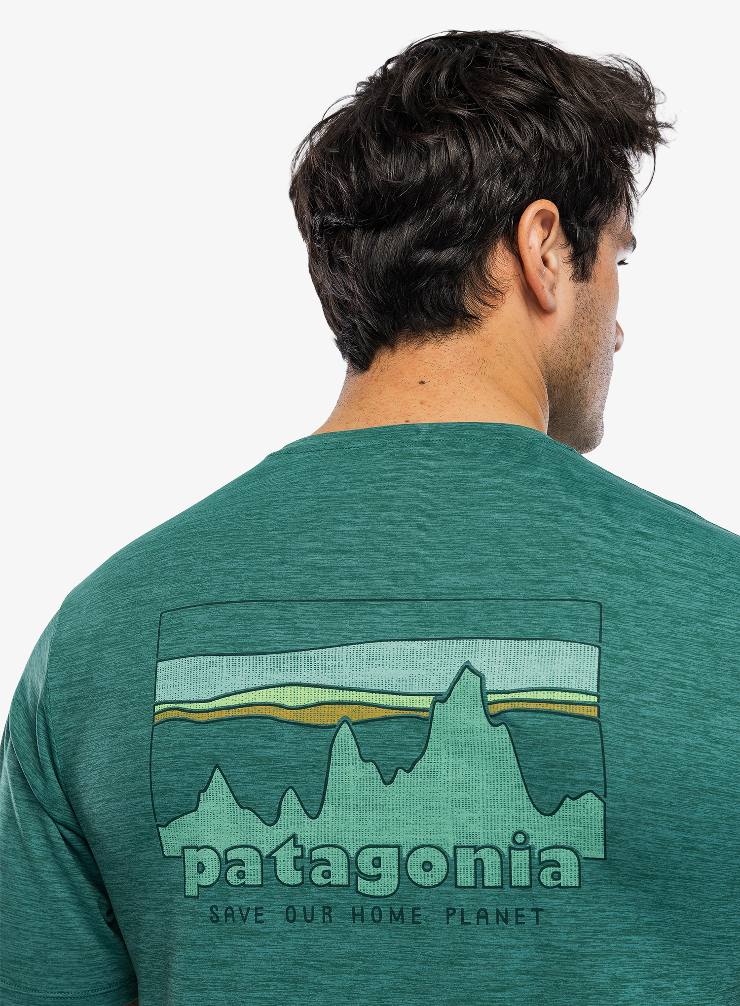 Greitai džiūstantys marškinėliai Patagonia Cap Cool Daily Shirt 73 Skyline - gem green/light green x-dye