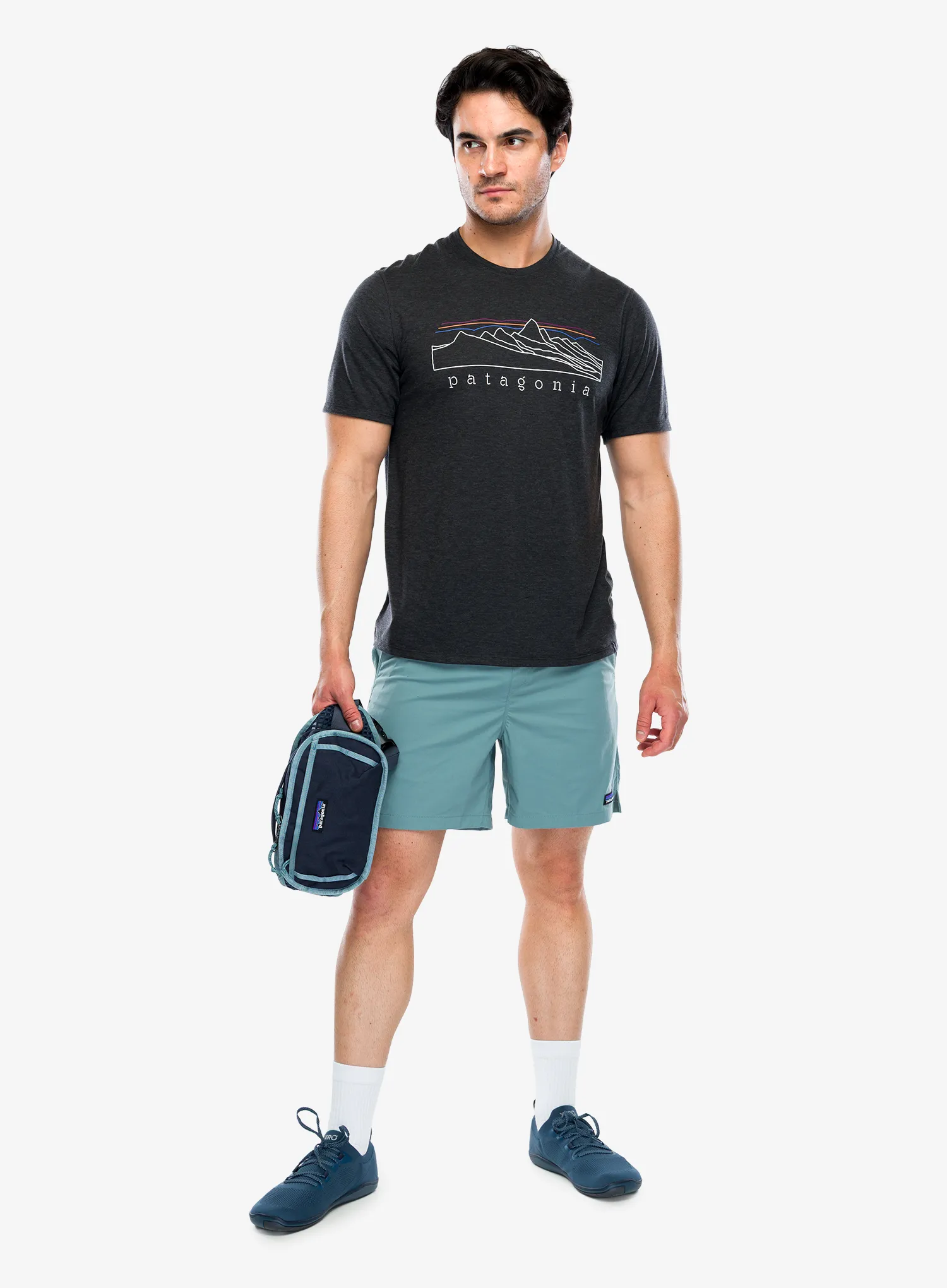 Greitai džiūstantys marškinėliai Patagonia Cap Cool Trail Shirt Stratapeaks - ink black