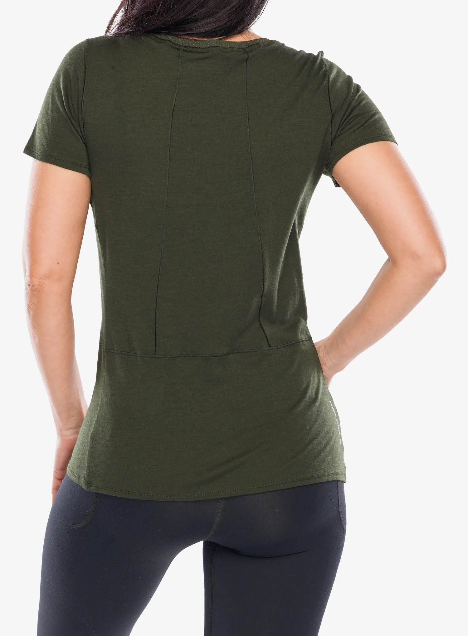 Termo marškinėliai moterims Salewa Agner Merino T-shirt - dark olive