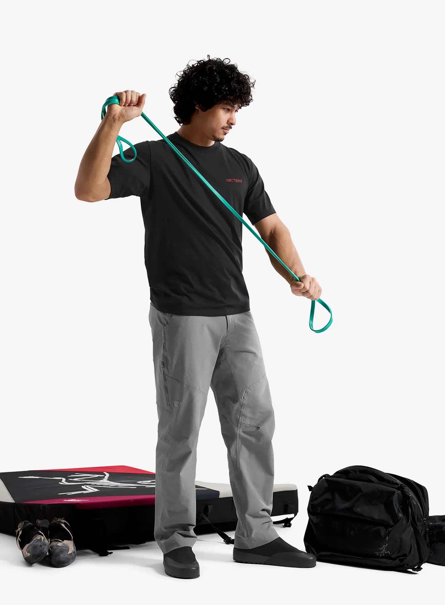 Laipiojimo marškinėliai Arcteryx Kragg SL Cotton Blurred Bird SS - black/dynasty