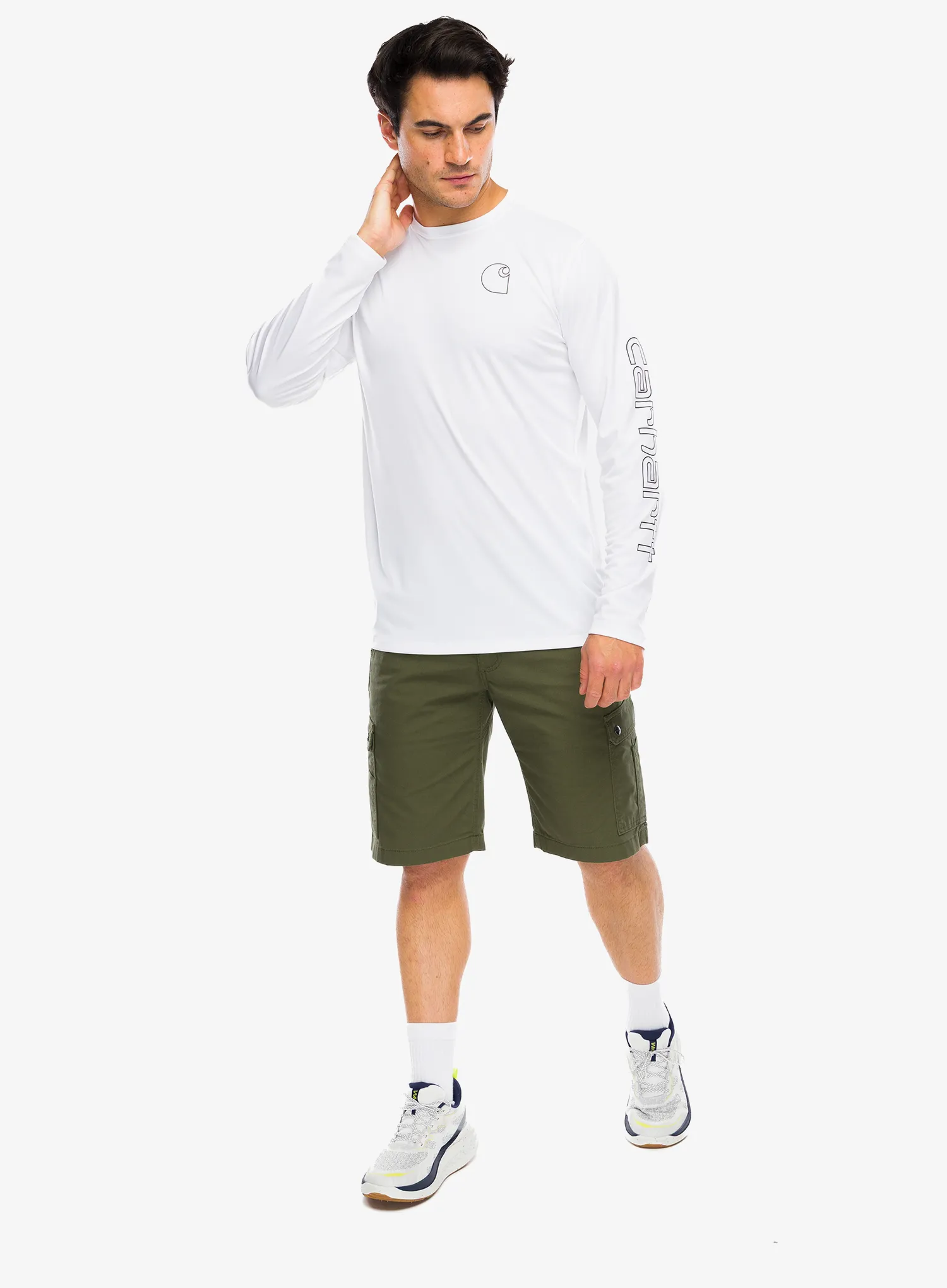 Marškinėliai ilgomis rankovėmis Carhartt Force Sun Defender Relaxed LS Logo T-Shirt - white