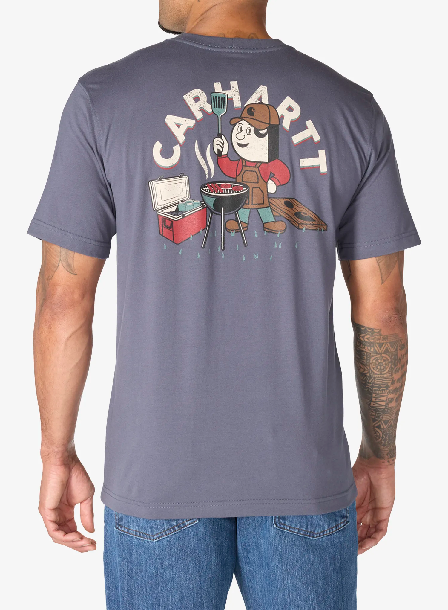 Spauda ant marškinėlių Carhartt Irvine Relaxed Grill T-Shirt - bluestone