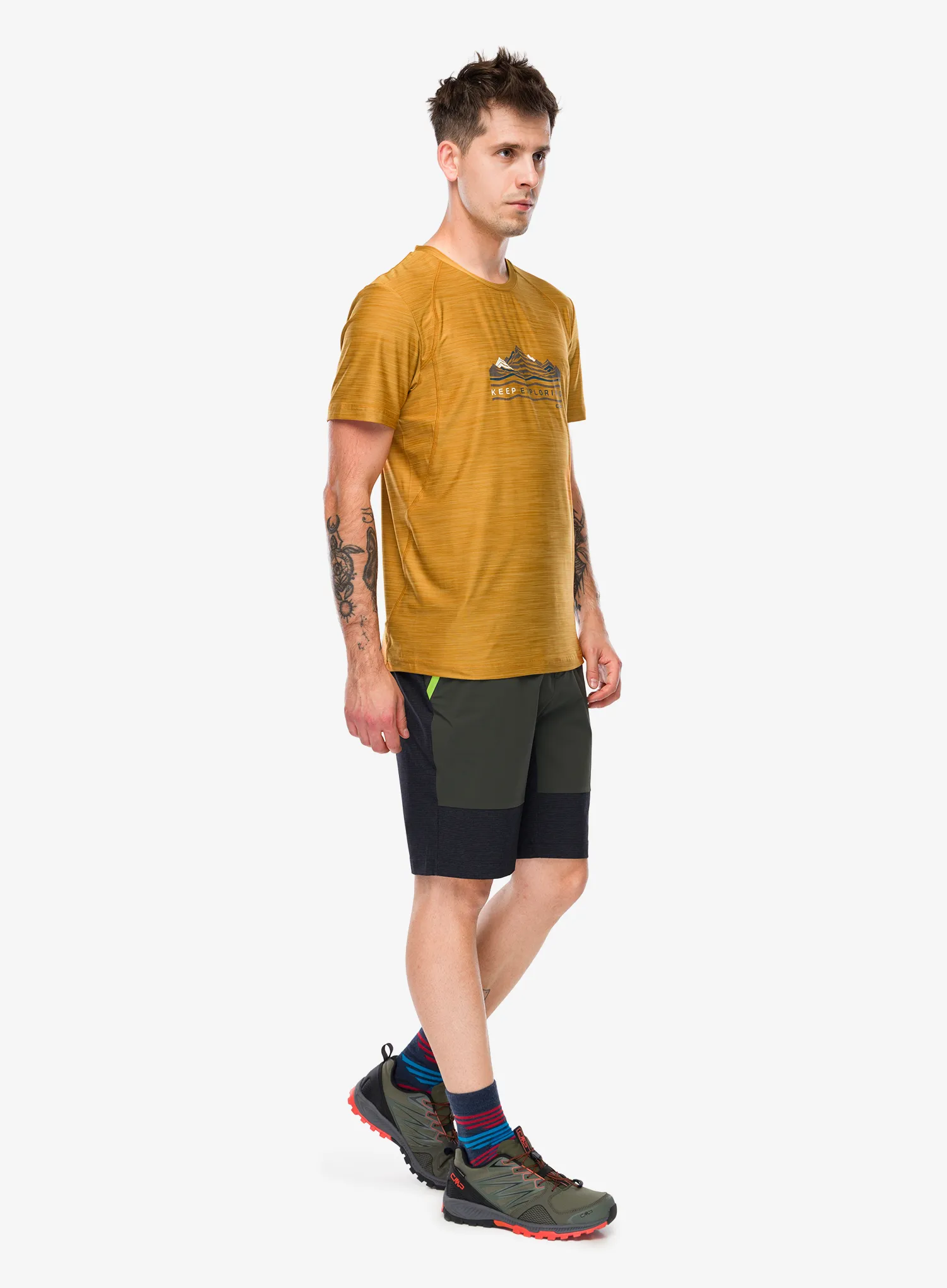 Spauda ant marškinėlių CMP Toto T-Shirt Melange Stretch Jersey - curcuma