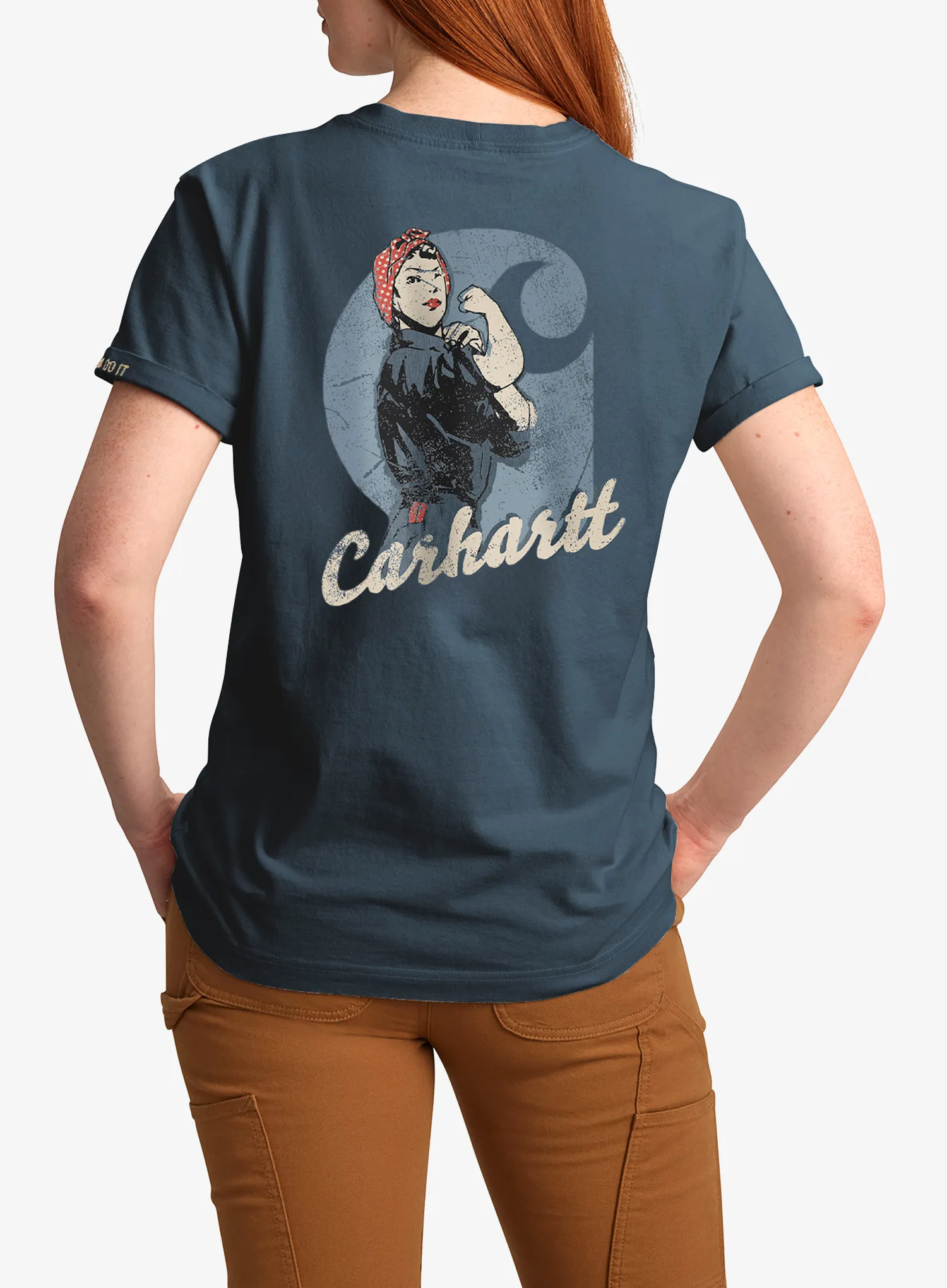 Moteriški marškinėliai su spaudiniu Carhartt Dearborn Loose Rosie T-Shirt - iron blue
