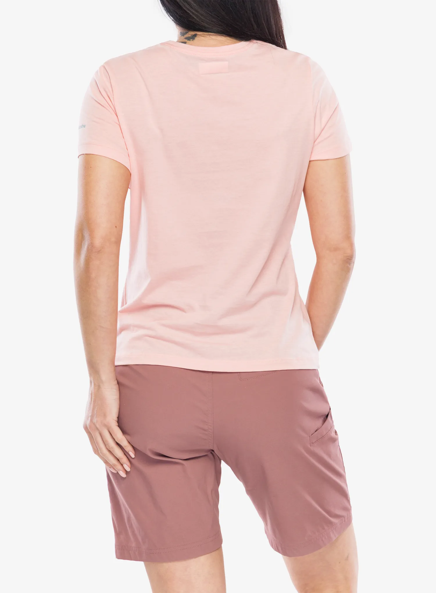 Moteriški marškinėliai su spaudiniu Columbia Ruby Springs Graphic Fitted S/S - pink sand/ready for rays