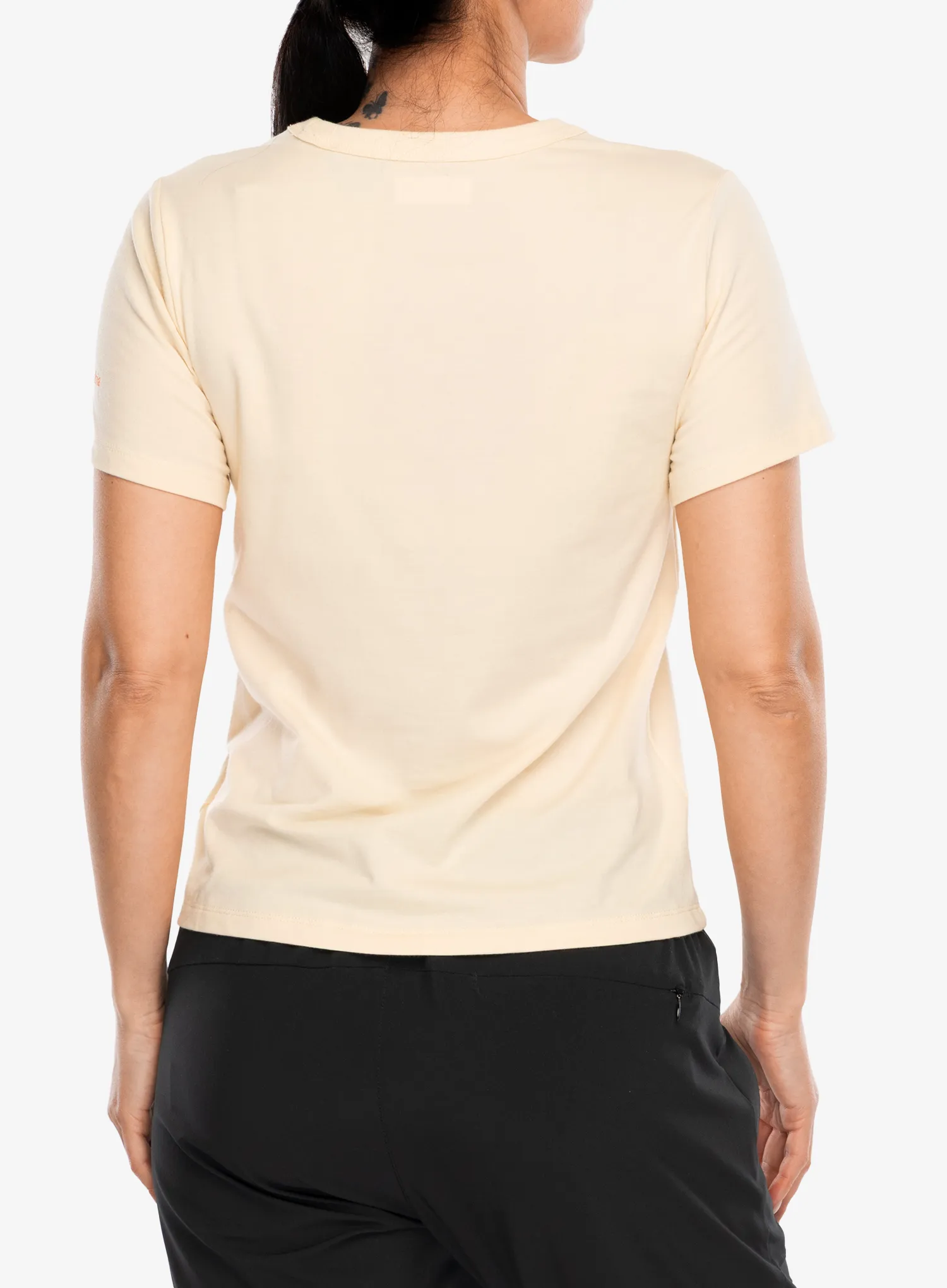 Moteriški marškinėliai su spaudiniu Columbia Sun Trek Graphic S/S III - lemon wash/wavy rays