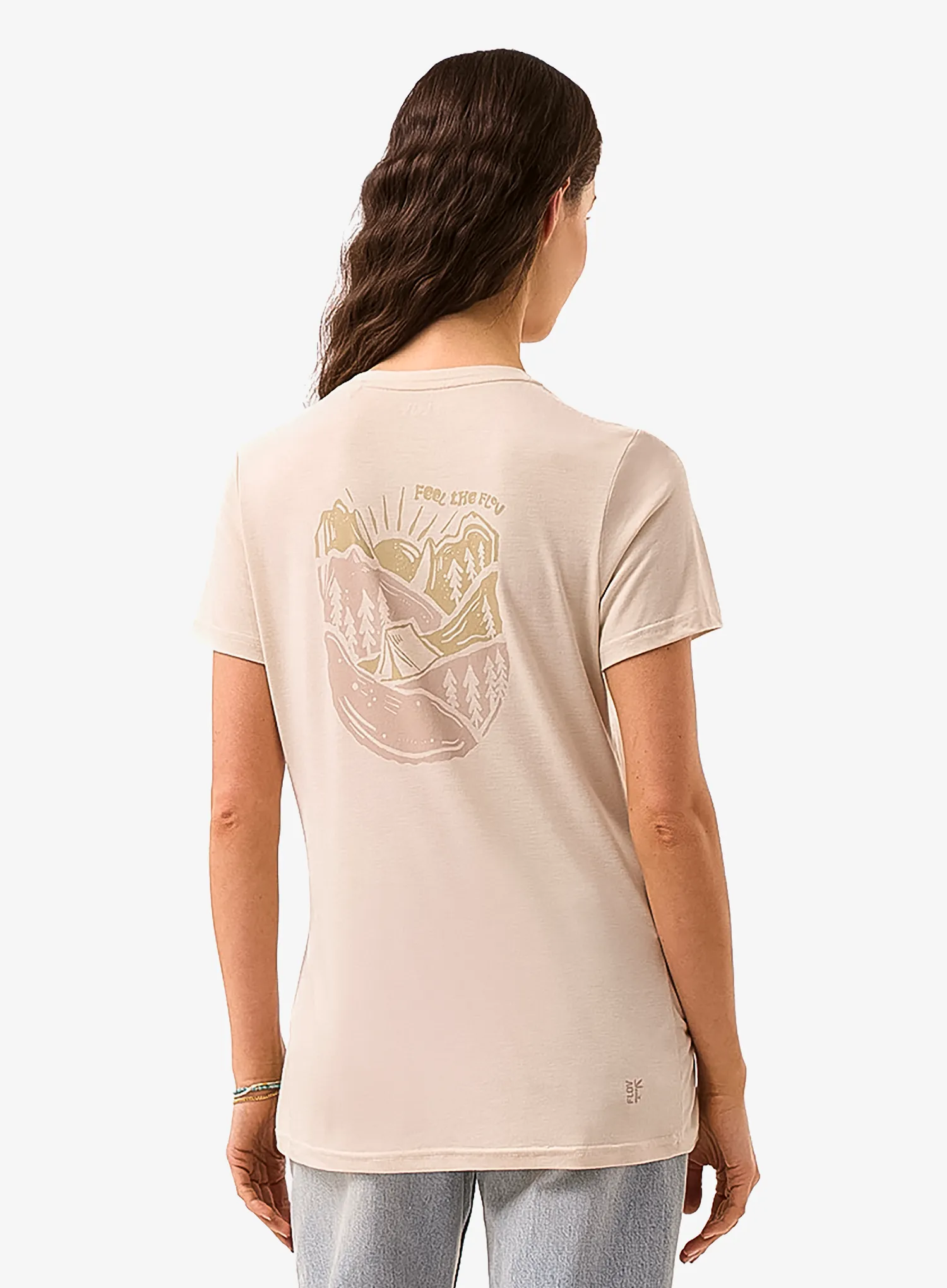 Moteriški marškinėliai su spaudiniu Flov Tamala - beige/beige