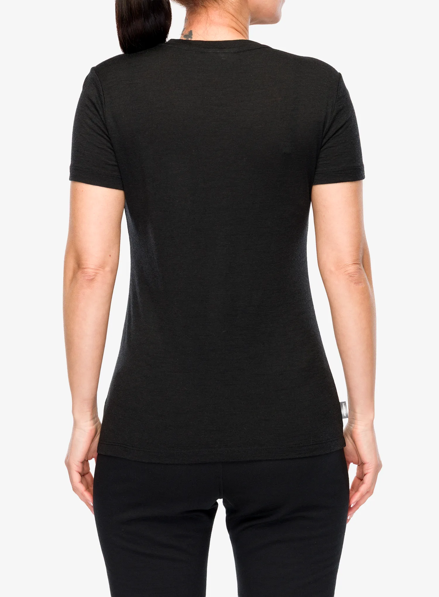 Moteriški marškinėliai su spaudiniu Icebreaker Merino 150 Tech Lite III SS Tee Hike Path - black