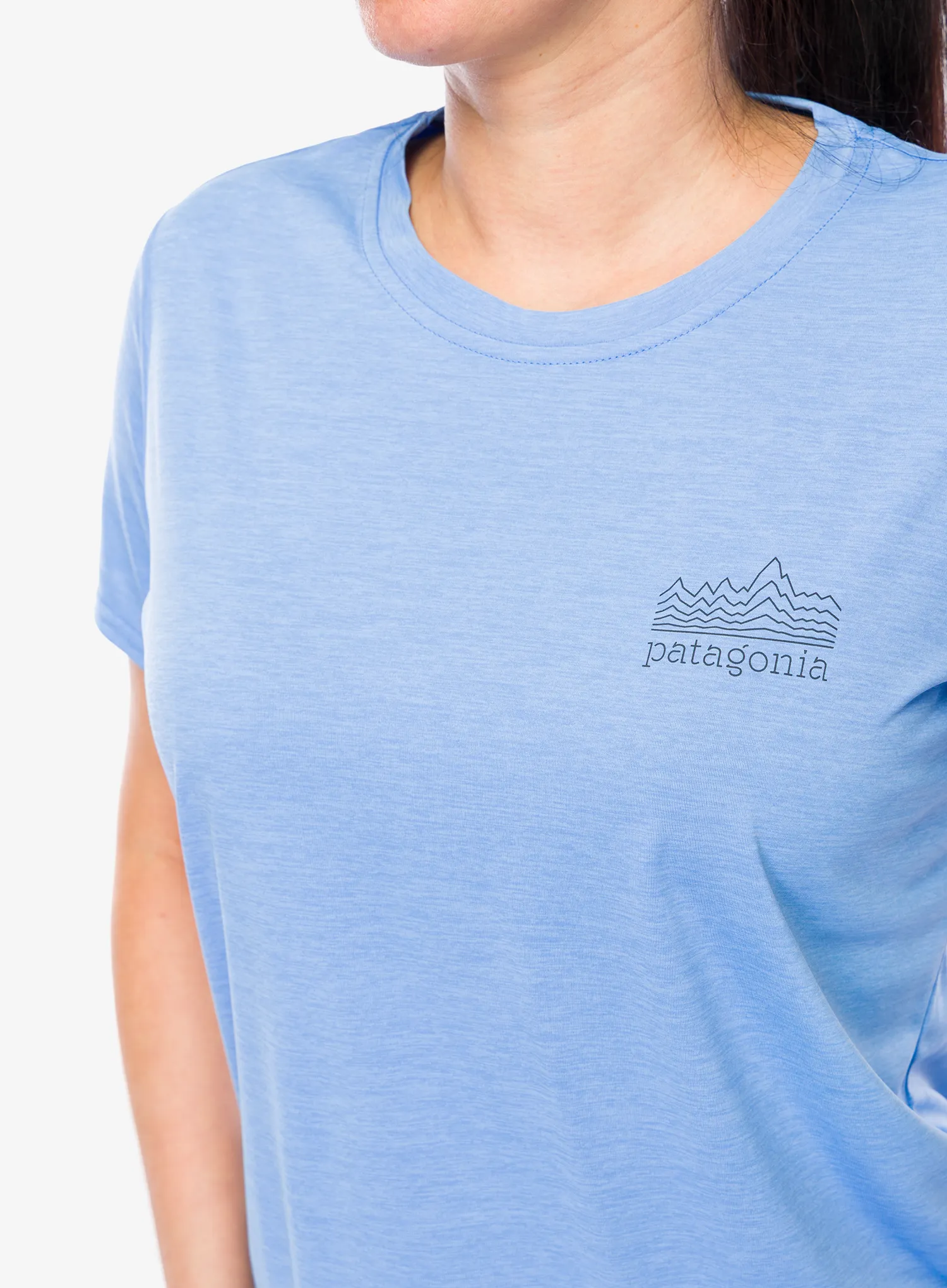 Moteriški marškinėliai su spaudiniu Patagonia Cap Cool Daily Graphic Shirt - strataspire/abundant blue
