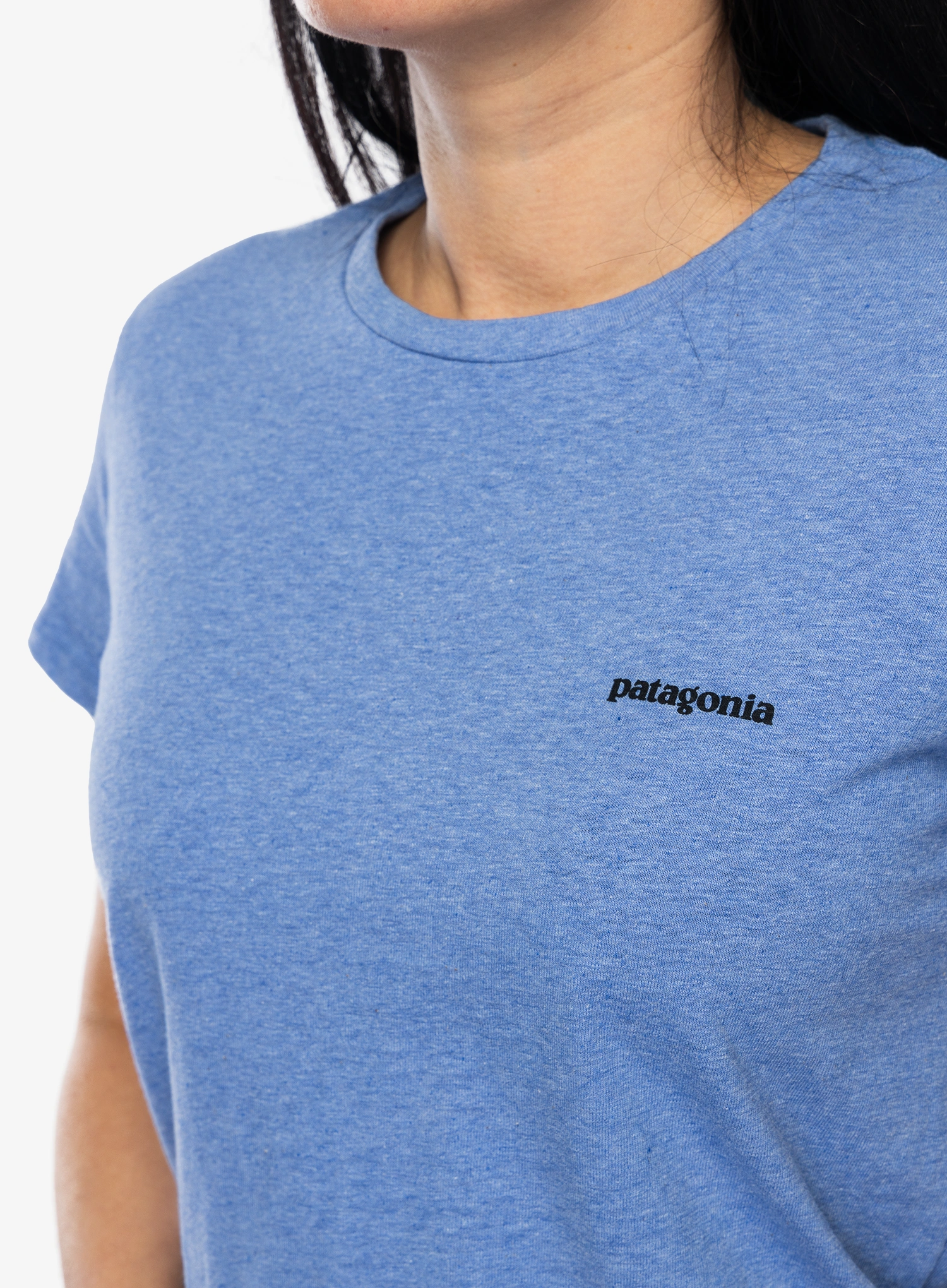 Moteriški marškinėliai su spaudiniu Patagonia P-6 Logo Responsibili-Tee - abundant blue
