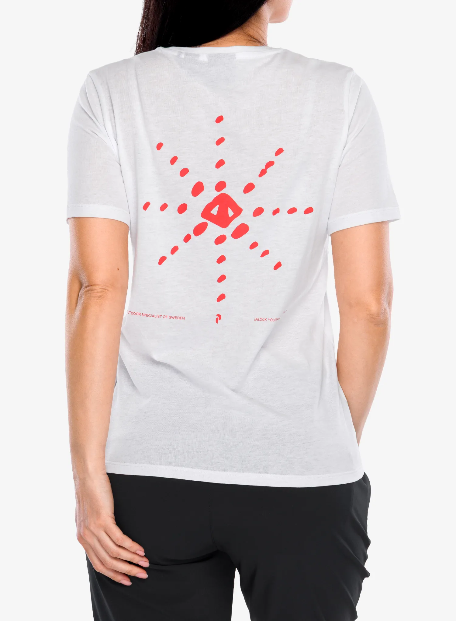 Moteriški marškinėliai su spaudiniu Peak Performance Explore Graphic Tee - white