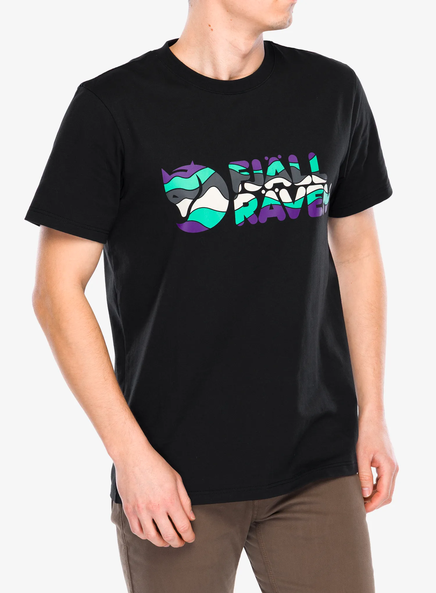 Spauda ant marškinėlių Fjallraven Multicolor Logo T-shirt - black