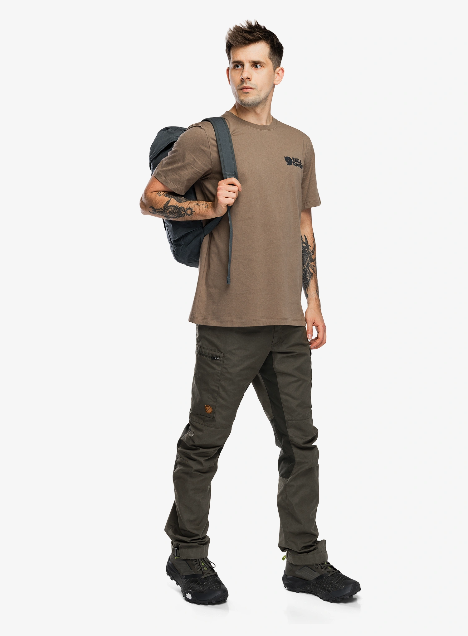 Spauda ant marškinėlių Fjallraven Swedish Forest T-Shirt - suede brown
