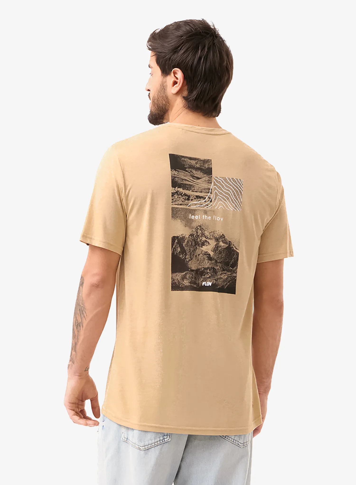 Spauda ant marškinėlių Flov Morro - beige/dark grey