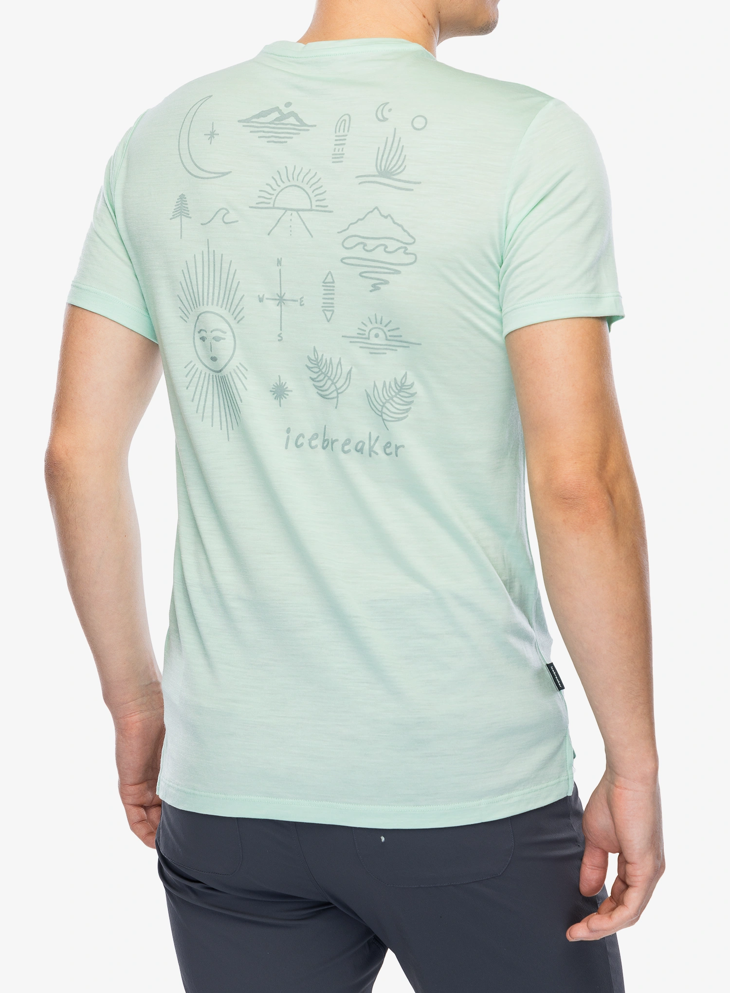 Spauda ant marškinėlių Icebreaker Merino 125 Cool-Lite Sphere SS Tee Explore More - mint
