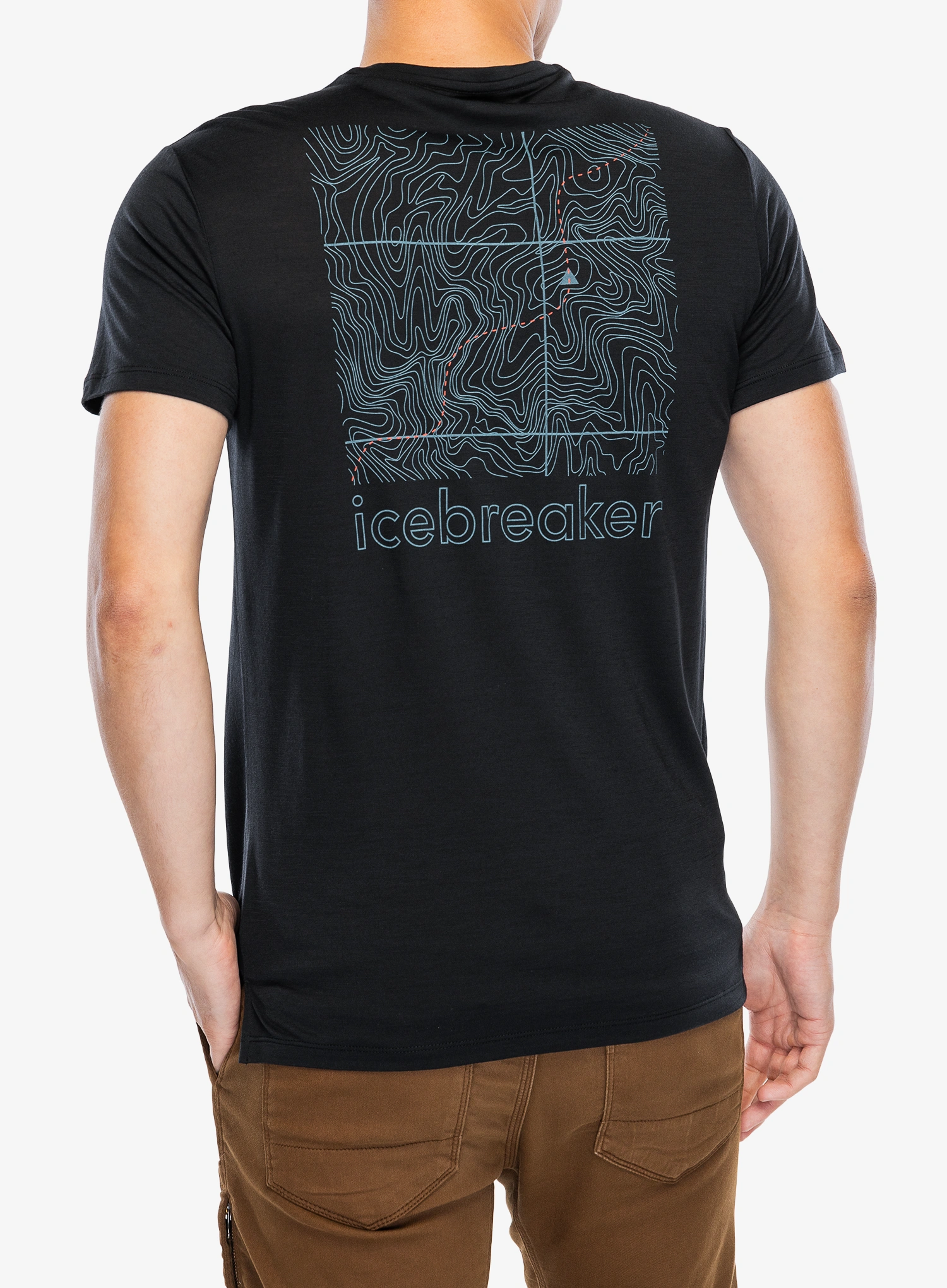Spauda ant marškinėlių Icebreaker Merino Blend 125 Cool-Lite Sphere SS Tee Trail - black