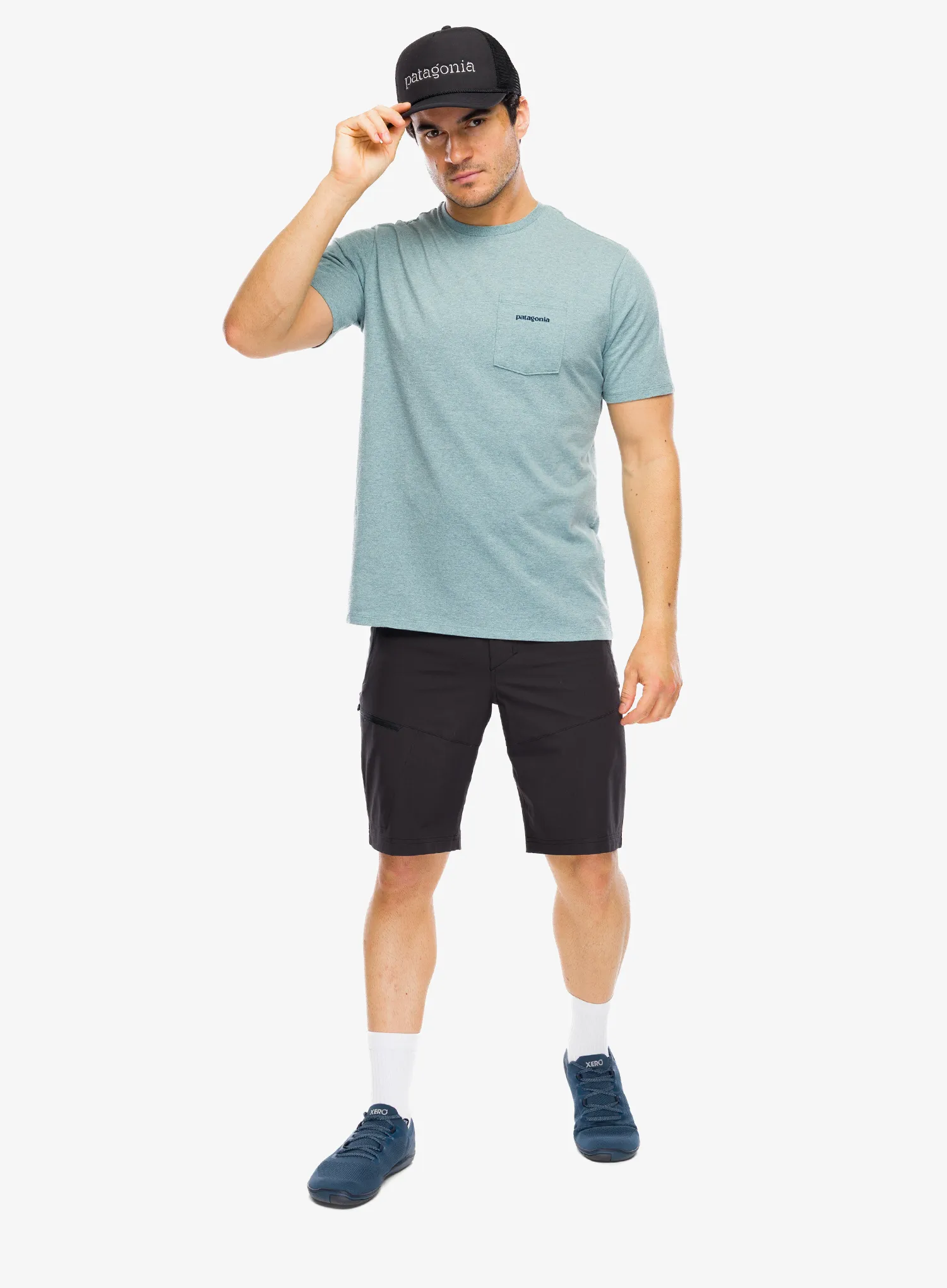 Spauda ant marškinėlių Patagonia Boardshort Logo Pocket Responsibili-Tee - blue sage