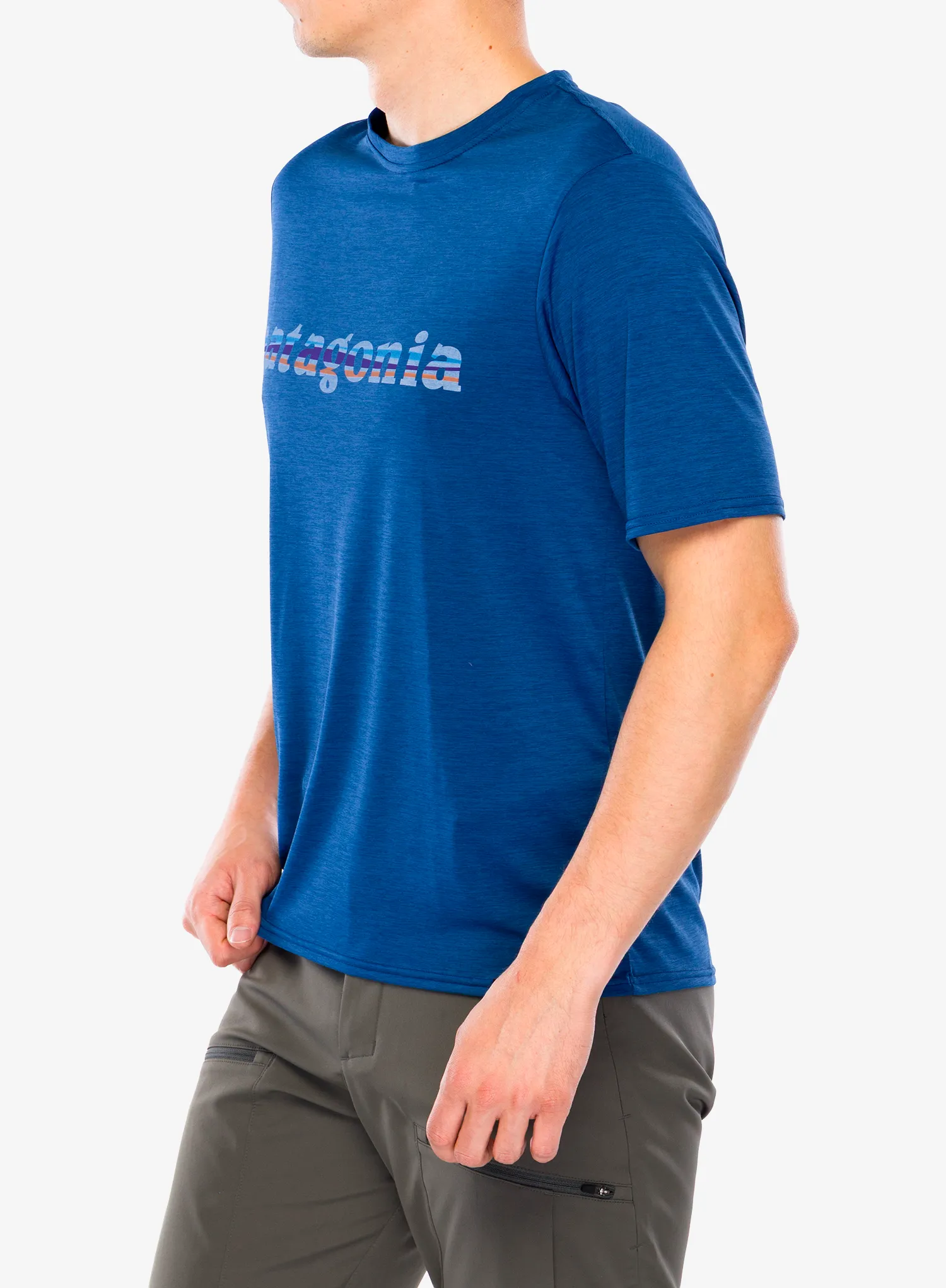Spauda ant marškinėlių Patagonia Cap Cool Daily Graphic Shirt - 73 text logo/clement blue