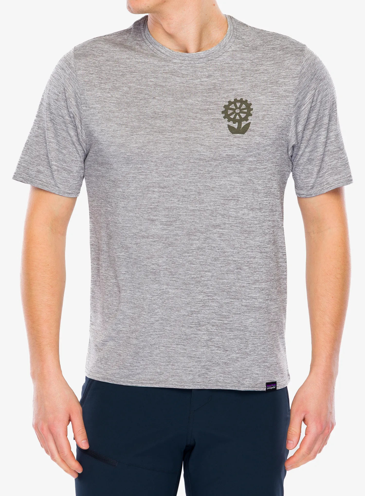 Spauda ant marškinėlių Patagonia Cap Cool Daily Graphic Shirt Lands - hike-a-bike/feather grey