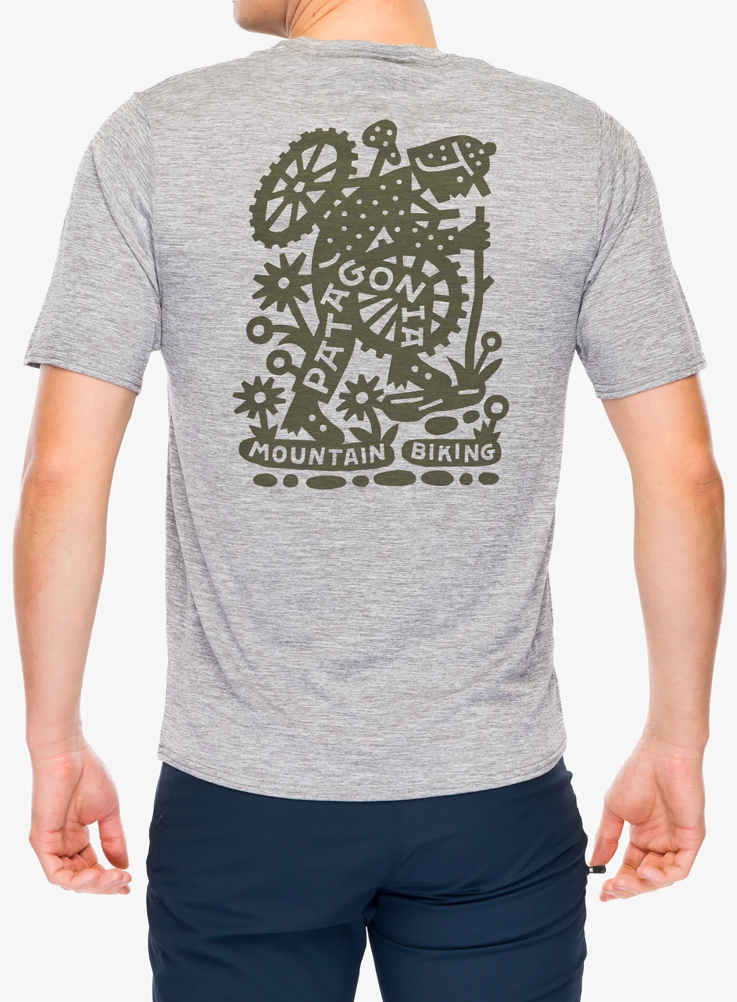 Spauda ant marškinėlių Patagonia Cap Cool Daily Graphic Shirt Lands - hike-a-bike/feather grey