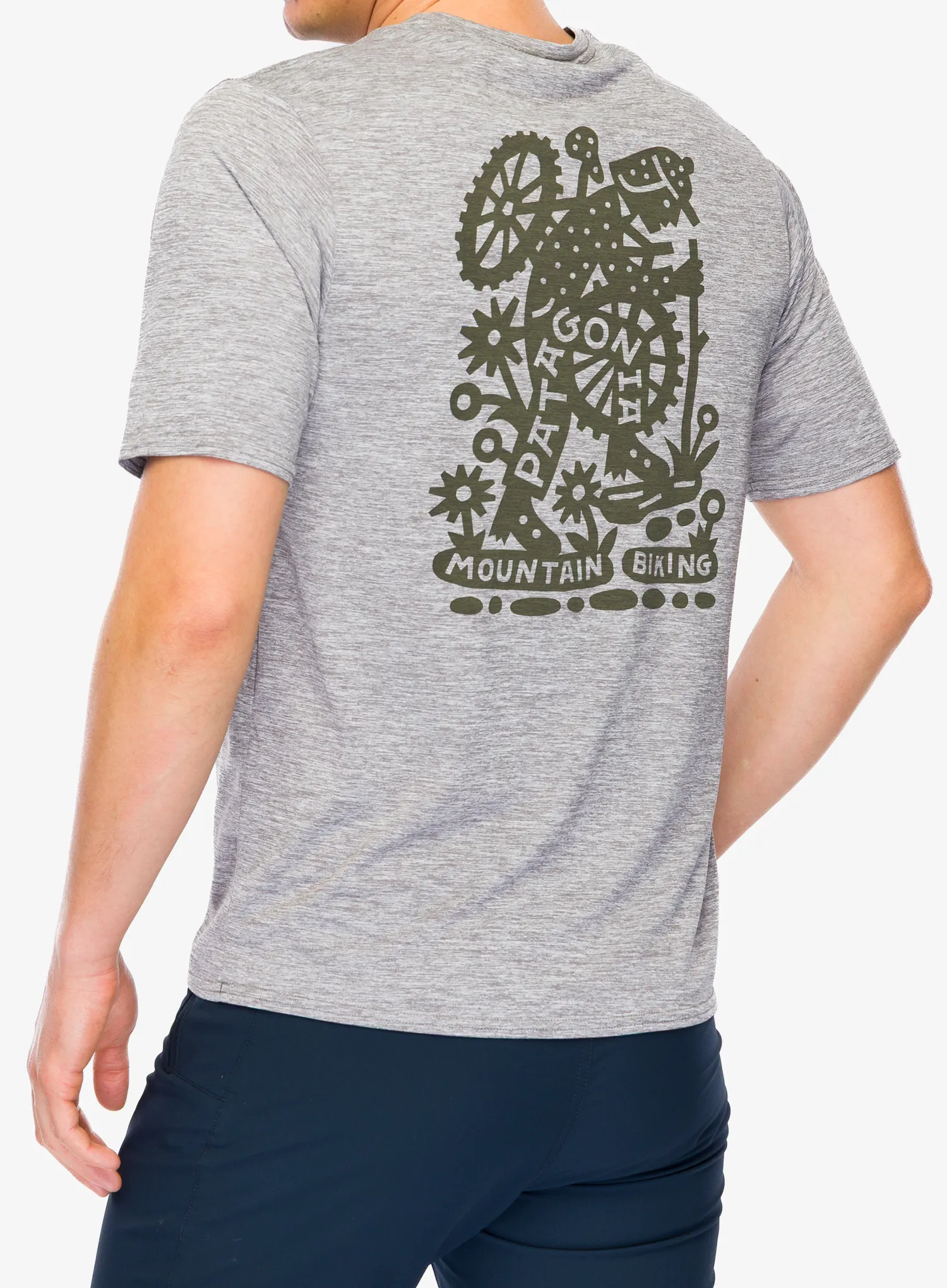 Spauda ant marškinėlių Patagonia Cap Cool Daily Graphic Shirt Lands - hike-a-bike/feather grey