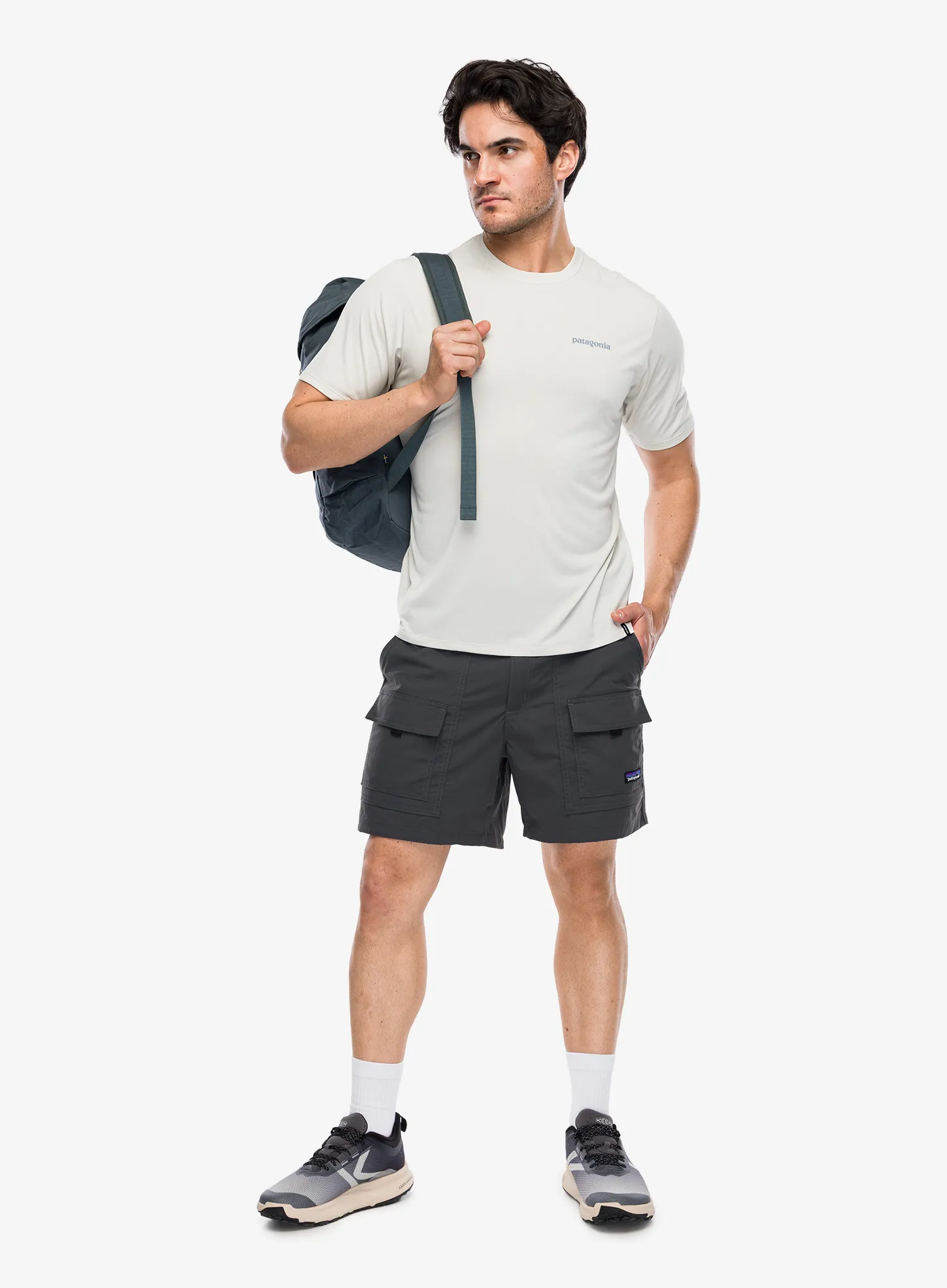 Spauda ant marškinėlių Patagonia Cap Cool Daily Shirt Boardshort Logo - dyno white