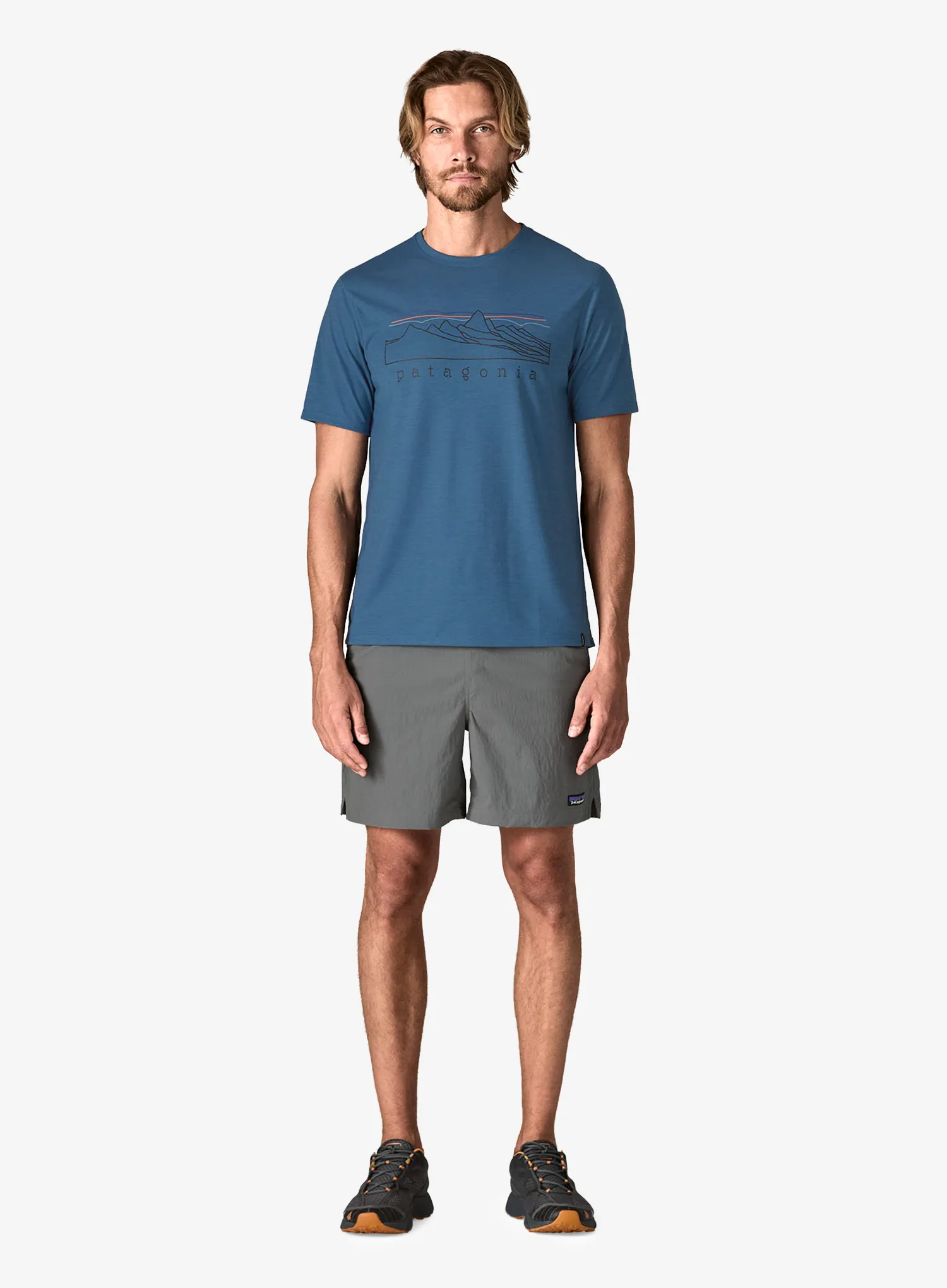 Spauda ant marškinėlių Patagonia Cap Cool Trail Shirt Stratapeaks - aquatic blue
