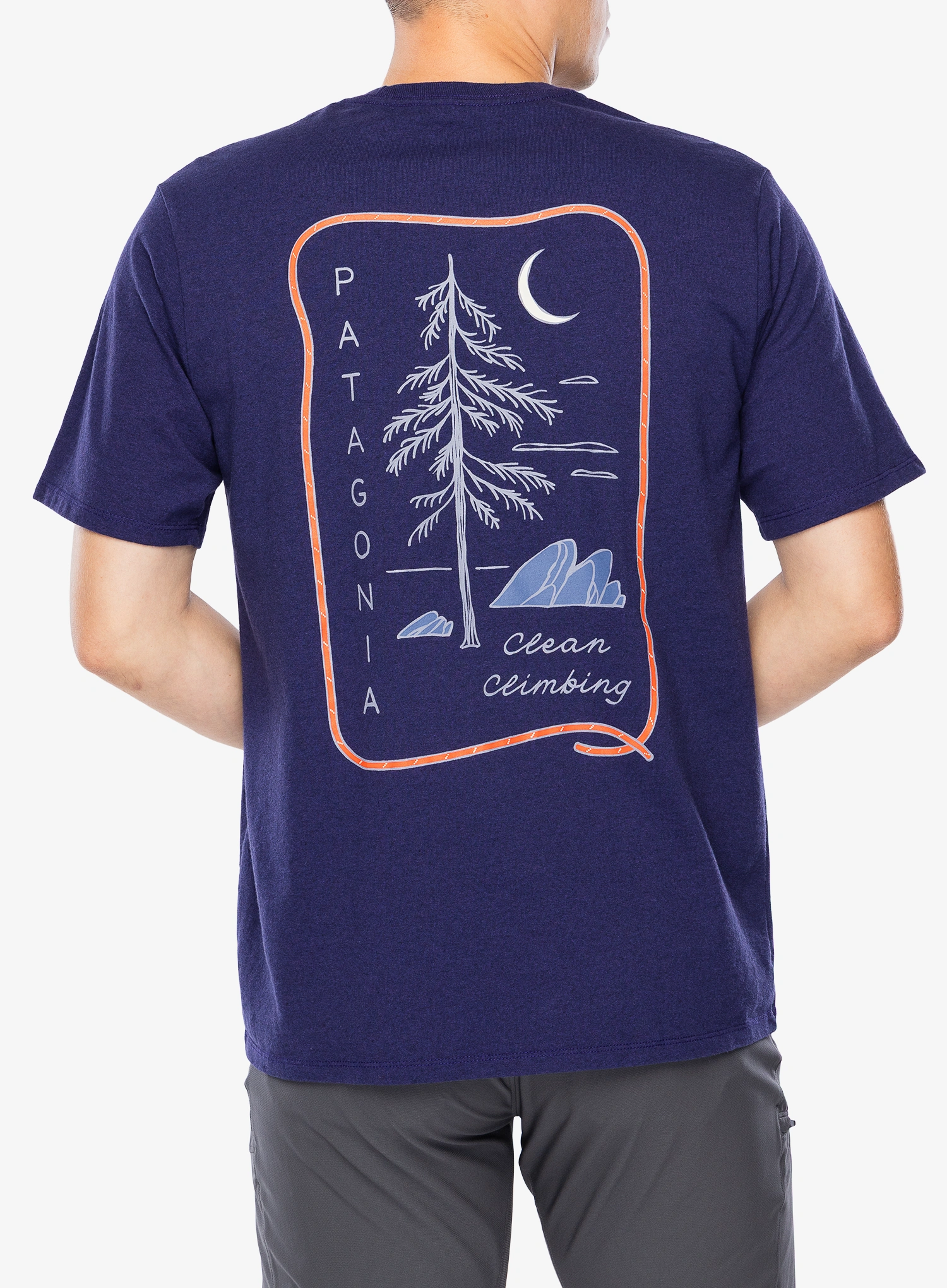 Spauda ant marškinėlių Patagonia Clean Climb Roots Responsibili-Tee - plummet purple