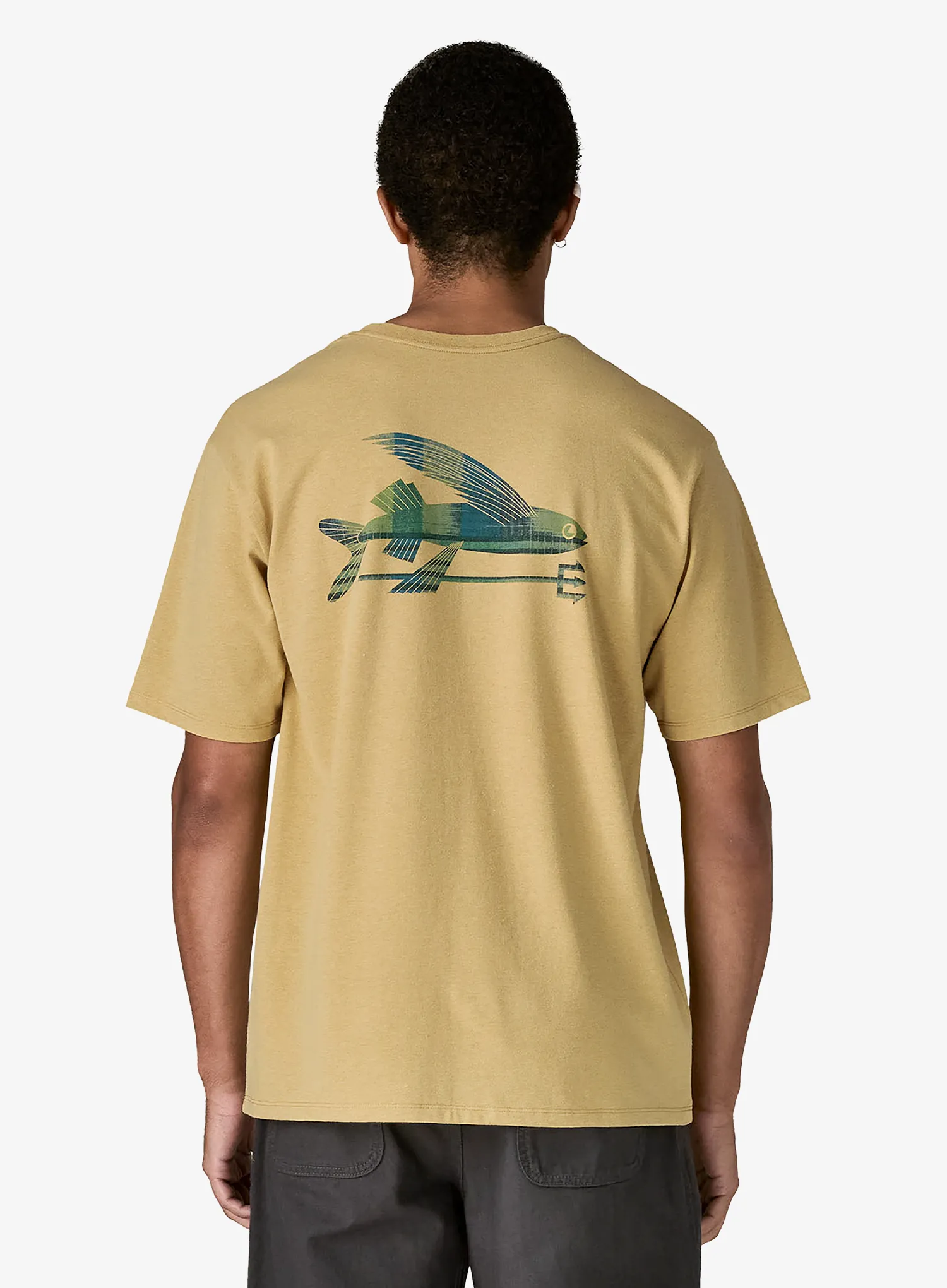 Spauda ant marškinėlių Patagonia Flying Fish Responsibili-Tee - limestone yellow/heritage fitz